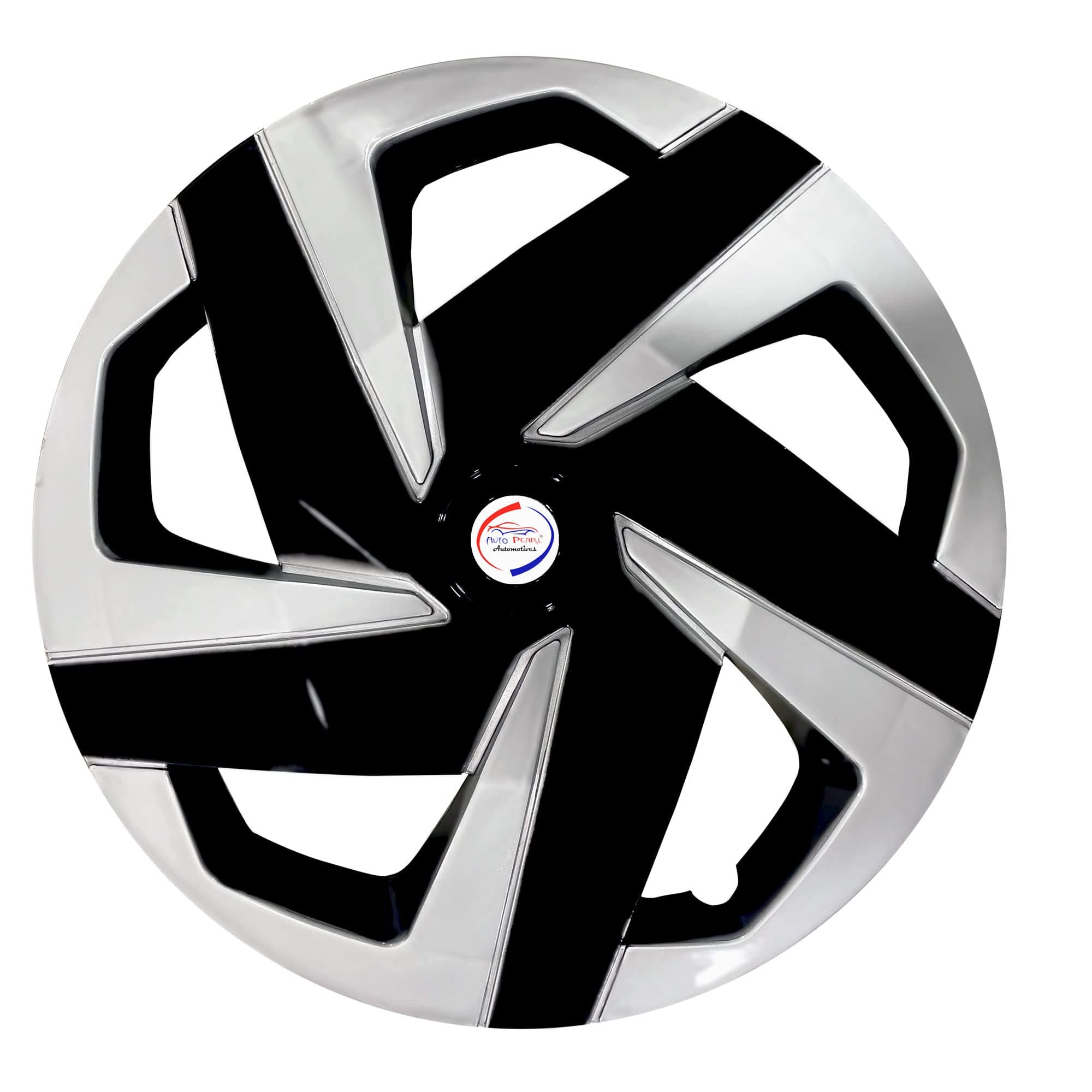 Auto Pearl - 16" inch | Set of 4 Pcs | Press Type Hubcap Wheel Cover Replacements for OEM Steel Wheels Polypropylene with Retention Ring | Compatible with Brezza 2022 Onwards| Color: Black Silver