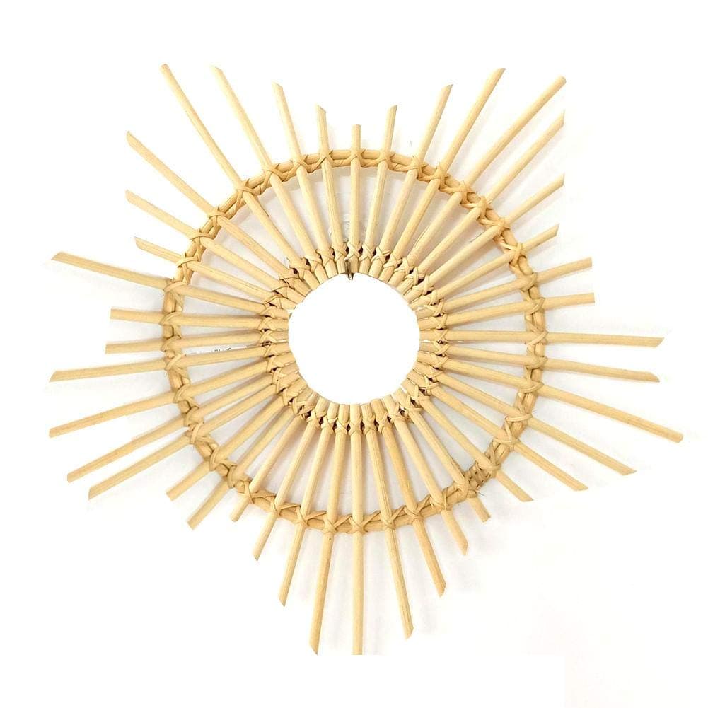 Dailyfun Wall Hanging Rattan Frame, Nordic Style Mirror Frame Holder Star Shaped Home Picture Frame
