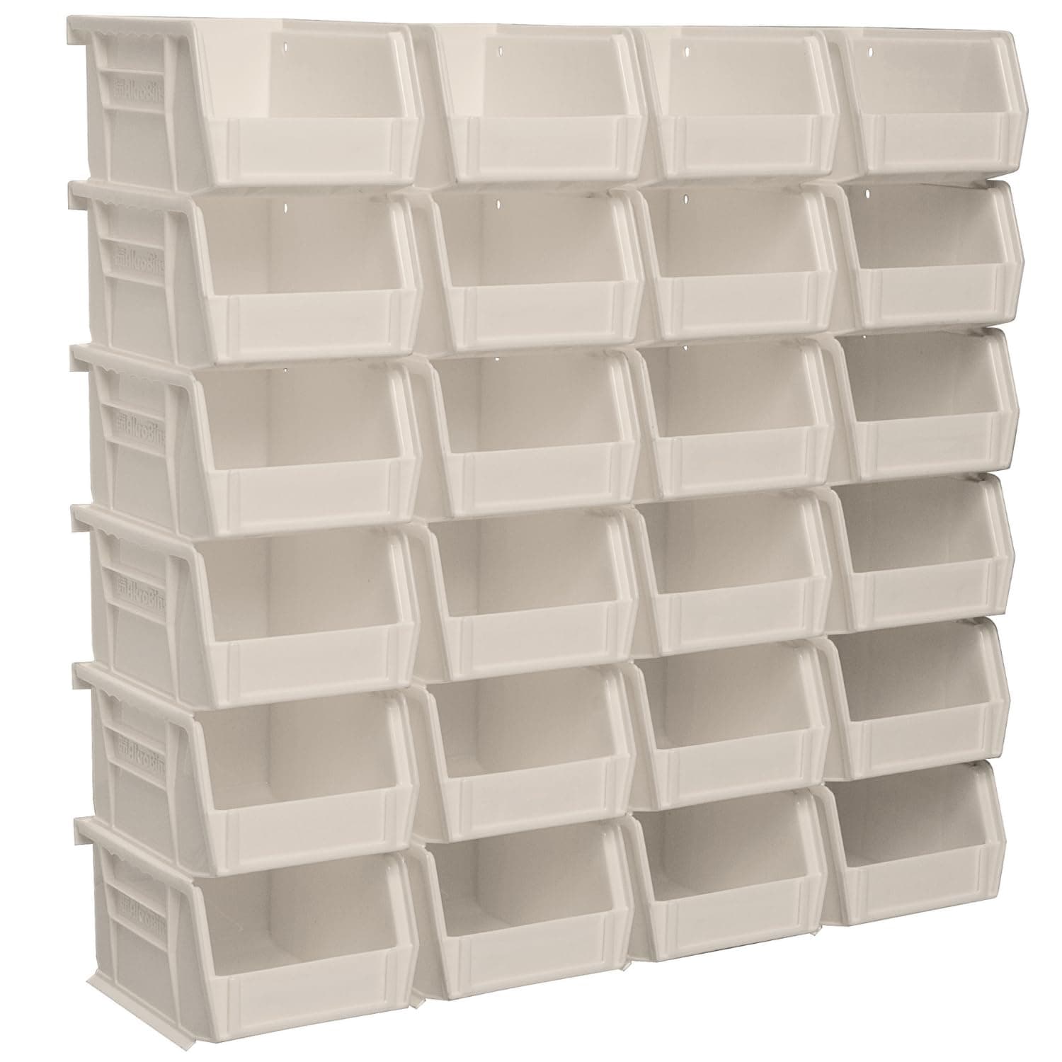 Akro-Mils 30210 AkroBins Plastic Storage Bins, Space-Saving Stackable Bins for Garage, Pantry, Craft Organization, 5" x 4" x 3", Stone, 24-Pack
