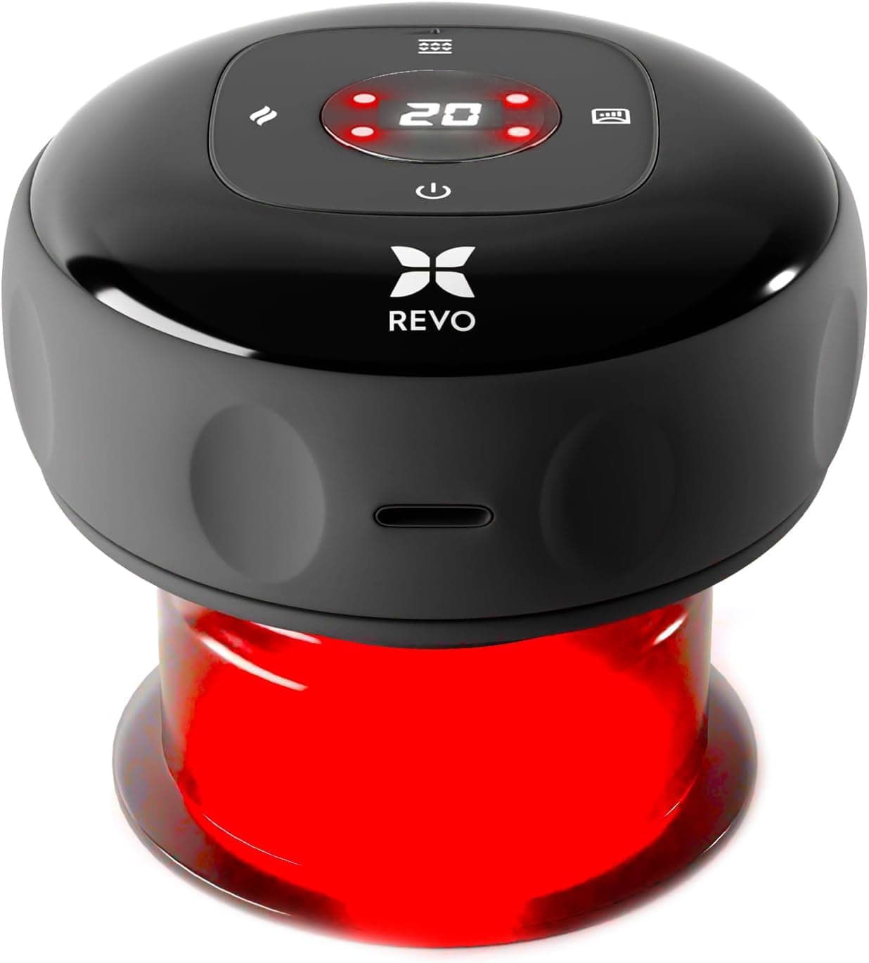 Revomadic REVO The Original 4-in-1 Smart Cupping Therapy Massager, Red Light Therapy for Targeted Pain Relief, Knots, Aches, Muscle Soreness, Circulation & Tighter Skin, Portable Cupping Kit