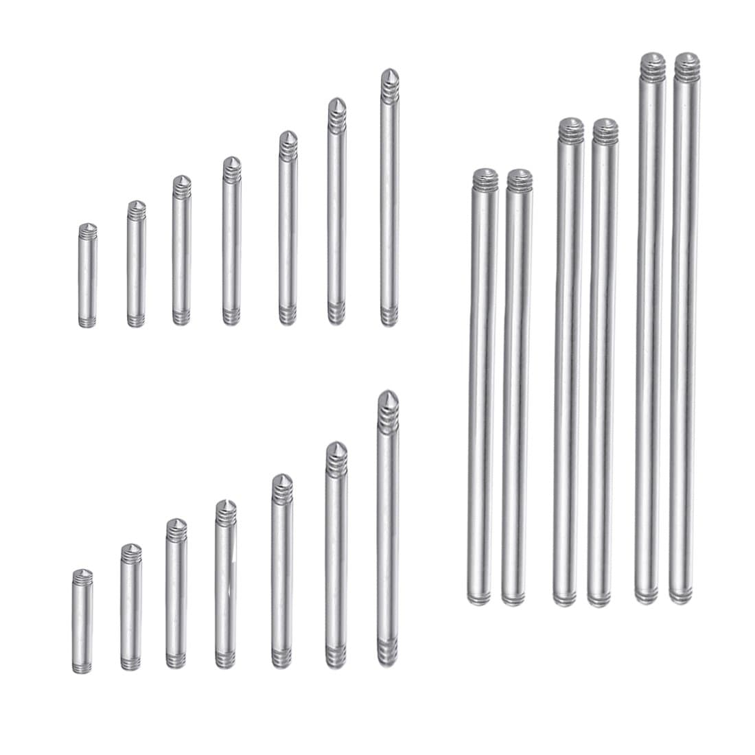 20pcs a Set Surgical Steel Threaded Barbell Bar Replacement for Tongue Earring Piercing Body Jewelry (Mix 20pcs)