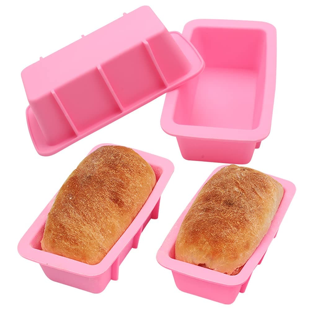 Silicone Mini Bread Loaf Pans for Baking Nonstick Small Toast Cake Bakeware 6.5 inch Rectangle Mould DIY Handmade Soap Set of 4