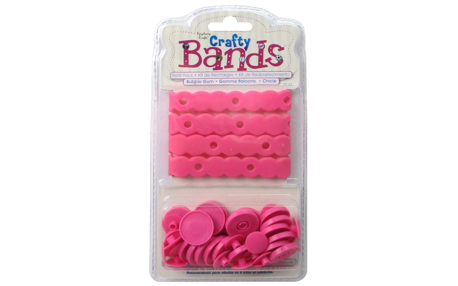 Crafty Bands Refill: 4 Crafty Bands/20 Crafty Snaps Settings-Bubble Gum