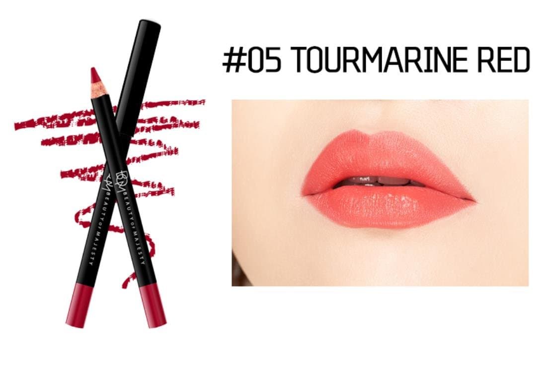 bom Seven Days Lip Pencil 1.5G, Matt & Soft Velvety Texture, 7 Colors, Long-Lasting, Waterproof (05 Tourmarine Red)