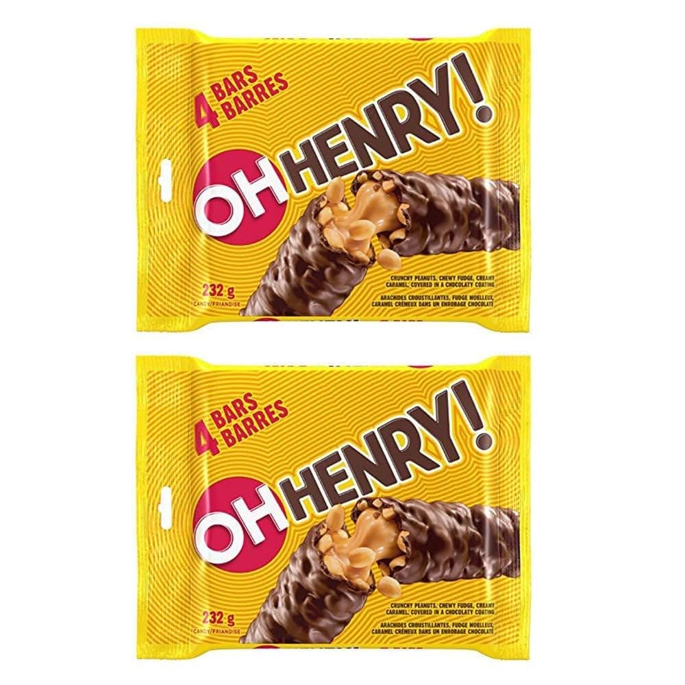 Yecna Oh Henry! 4 Full Sized Chocolate Candy Bars, 232g/8.18oz 2-Pack {Imported from Canada}
