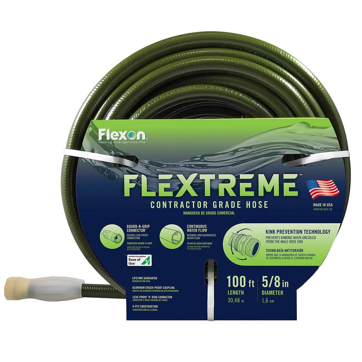 Flexon Flextreme Contractor Grade Hose, 30m (100ft) 5/8 in, Garden Hose