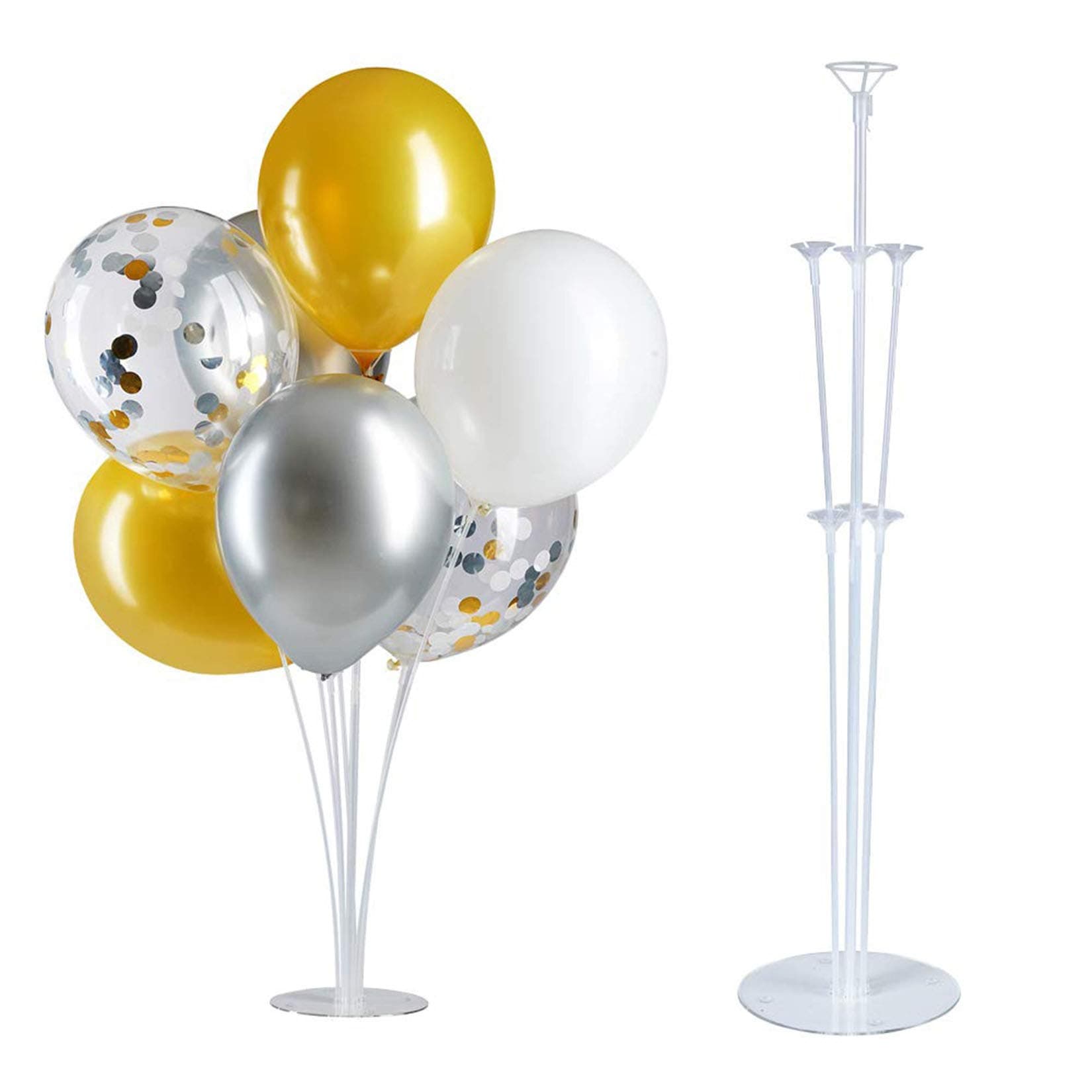 Table Balloon Stand Kit- 28" Height,4 PCS Balloons Column Stand Reusable Clear Balloon Holder(7 Balloon Cups,7 Balloon Sticks,1 Balloon Base) for Any Occasions Party Decorations
