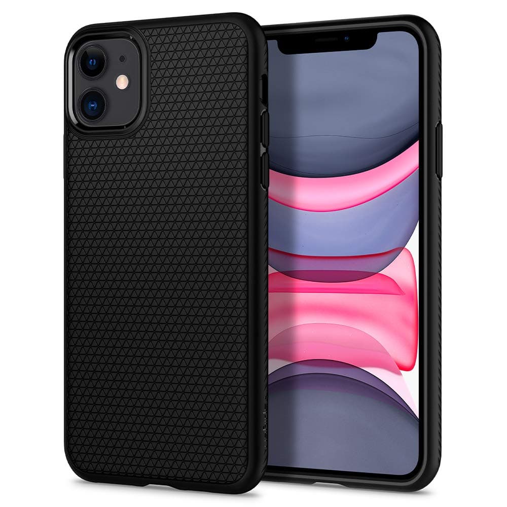 - Spigen Liquid Air Back Cover Case for iPhone 11, Durable Protection, Air Cushion Technology - TPU | Matte Black