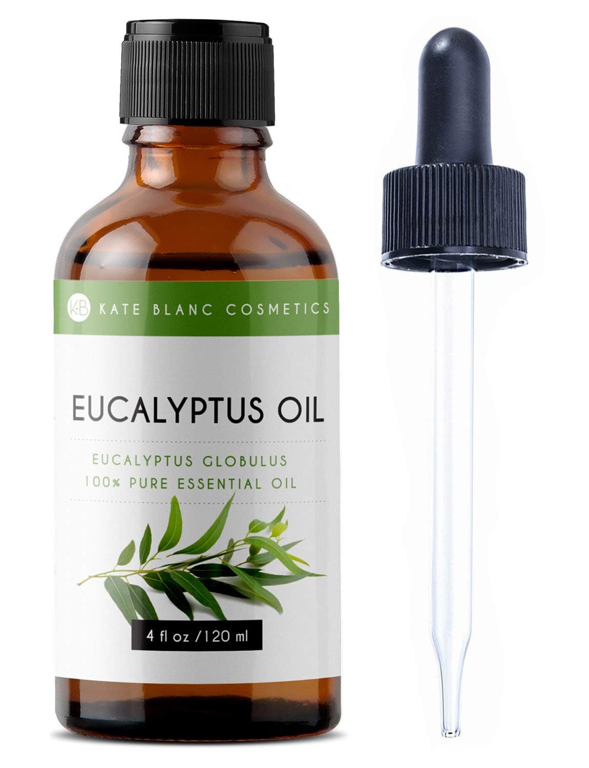 100% Pure Eucalyptus Essential Oil (4oz) for Diffuser and Humidifier - Kate Blanc Cosmetics. Natural Therapeutic Grade for Sinus, Aromatherapy, Candle Making, Steam Shower