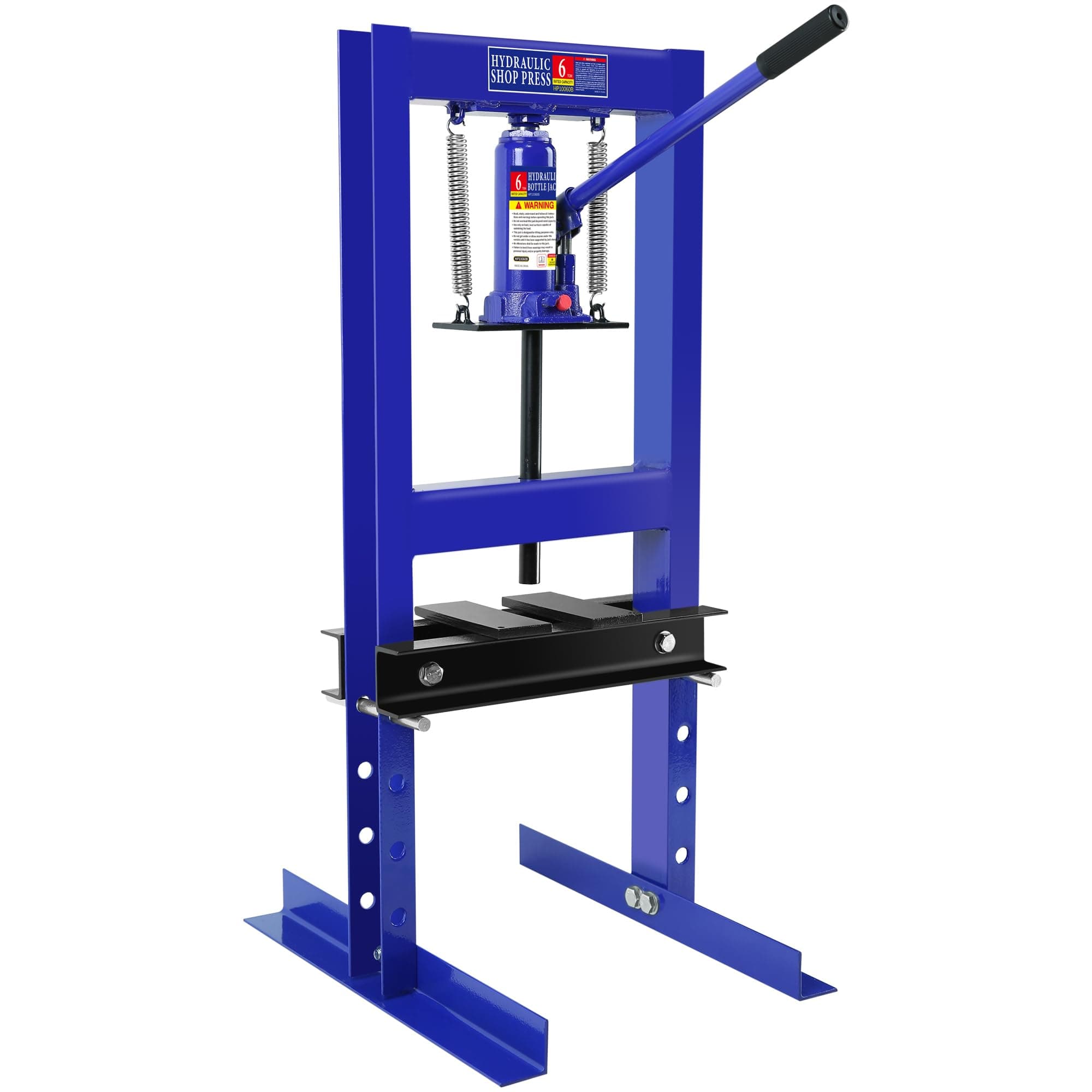 6T Hydraulic Press, 6 Ton H-Frame Garage Floor Hydraulic Benchtop Press Adjustable Hydraulic Shop Press with Plates, Blue