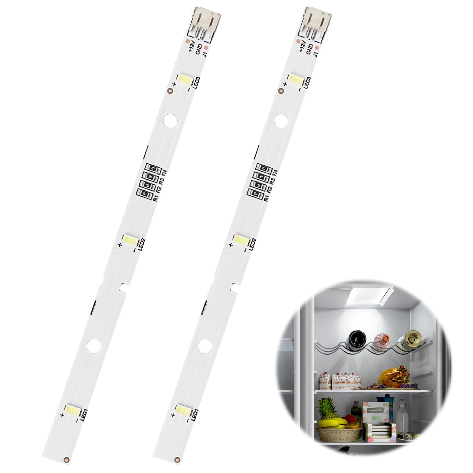2PCS LED Light Strip for RONGSHENG/HISENSE Refrigerator Fridge Light Bar E349766 MDDZ-162A 1629348 DC12V 2W, Replacement Fridge Bulb Compatible with Kenwood Fridge KIFF5017 KIFF5020 KIFF7017 KIFF7020