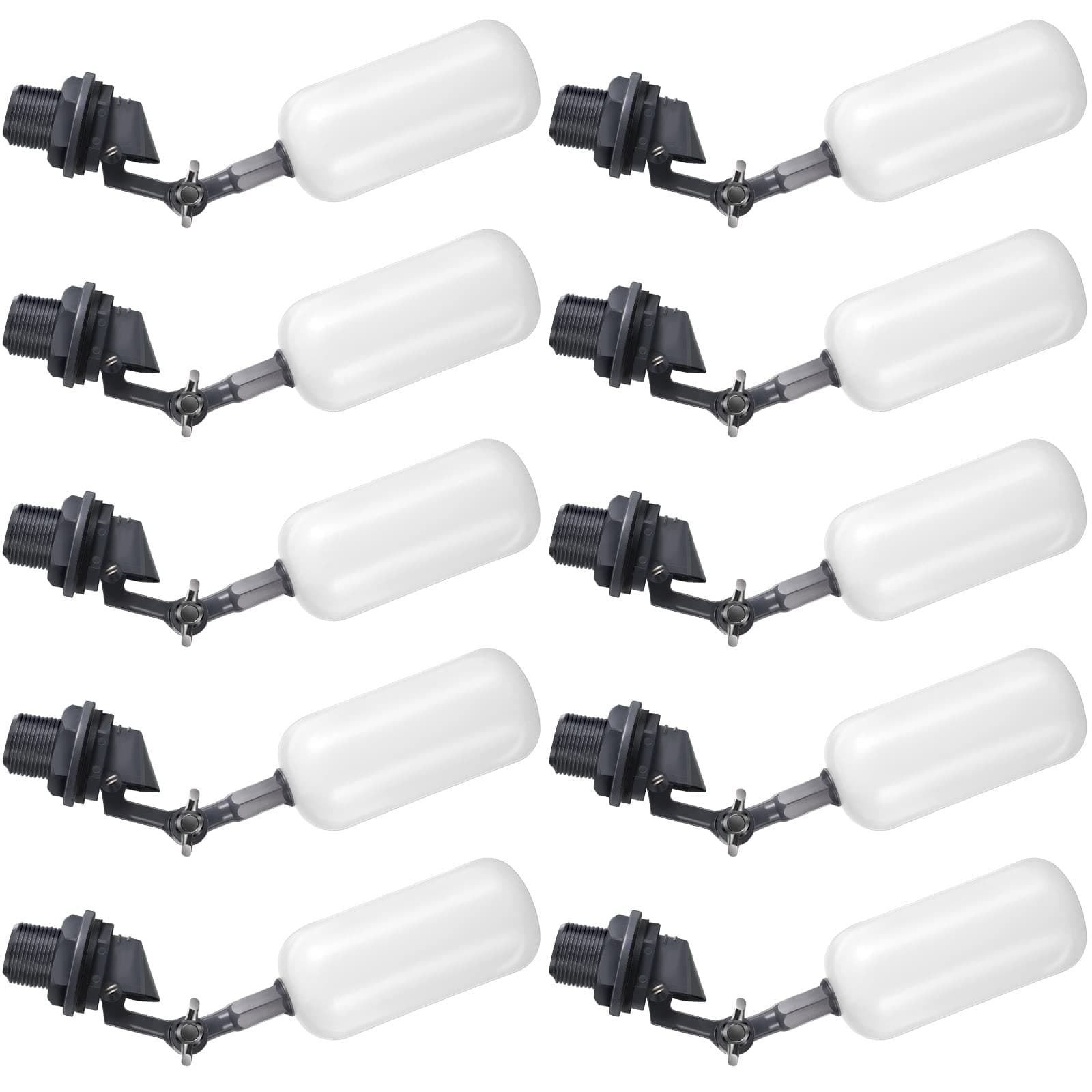 meekoo Float Ball Valve, 3/4 Inch Male Automatic Fill Feed Humidifier Tank Water with Adjustable Arm for Ponds, Livestock Water Trough, Aquariums, Aquaculture, Hydroponics and Reservoir(10 Pack)