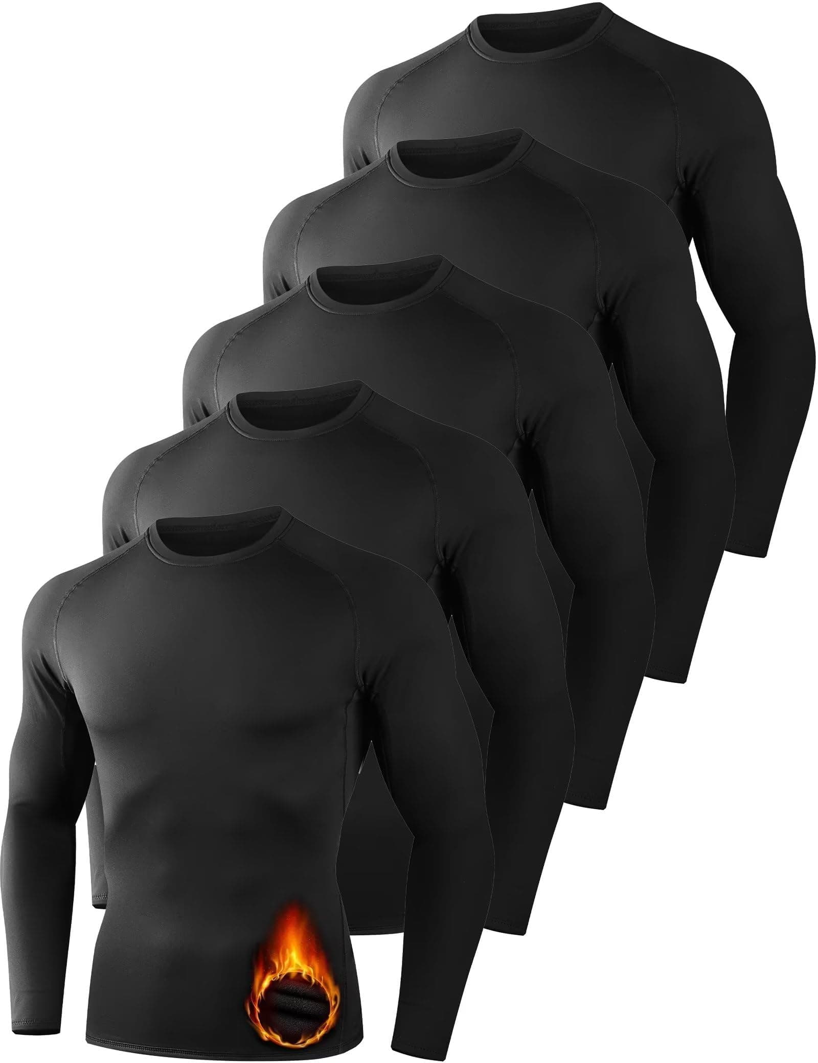 Dalavch5 Pack Thermal Compression Shirts for Men Long Sleeve Running Gear Undershirt Base Layer for Winter Cold Weather