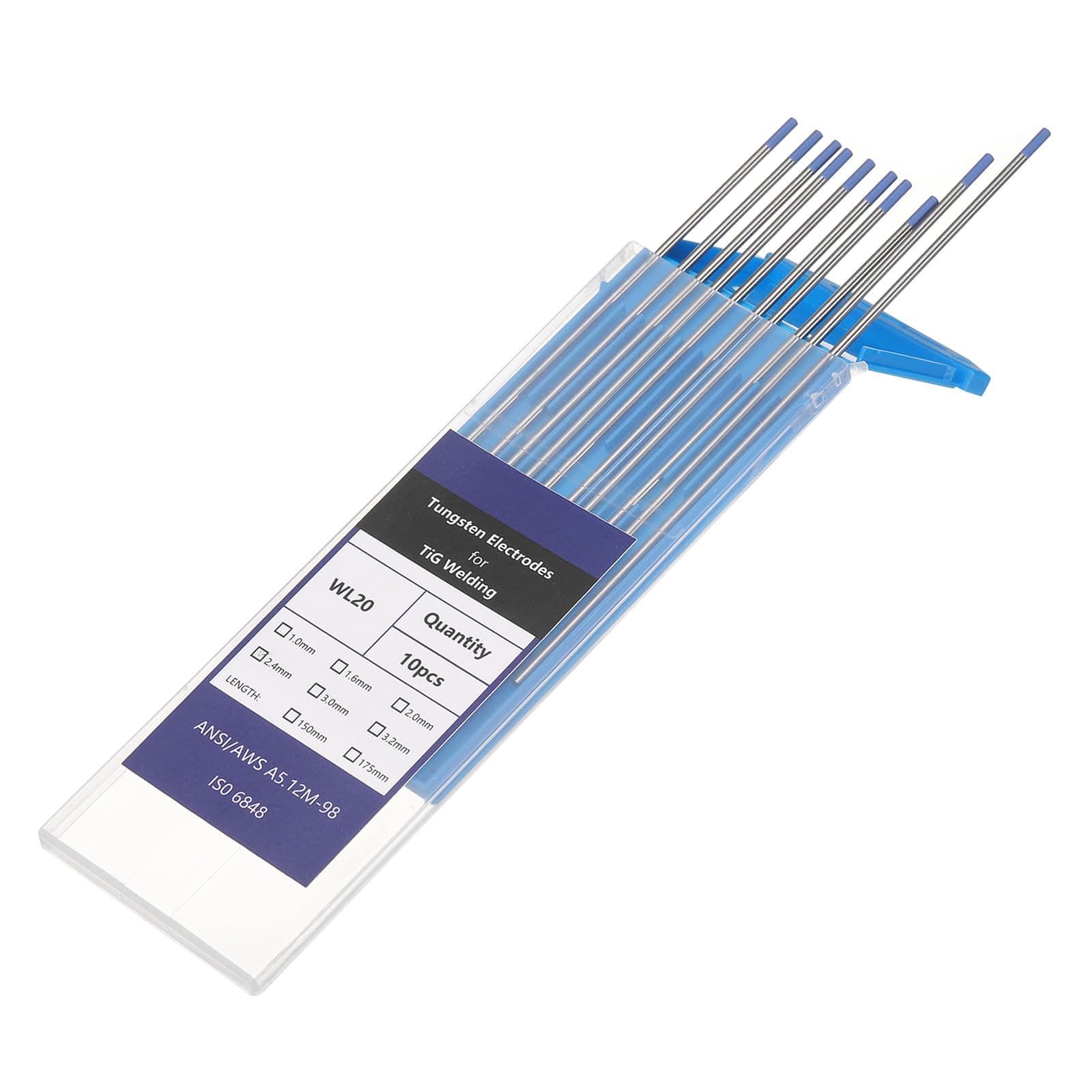sourcing map 10pcs TIG Welding Tungsten Electrodes 3/32" x 7" 1.8-2.2% Lanthanum for Stainless Steel Welding, Aluminum Magnesium Alloy Welding Aerospace Automobile Manufacturing, Blue WL20