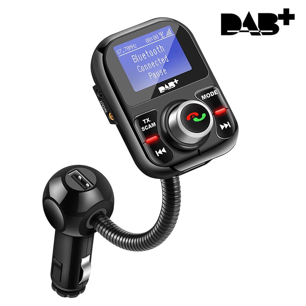 DAB/DAB+ Car Radio Adapter, Kitbeez Bluetooth FM Transmitter Digital LCD Display DAB Radio MP3 Player Receiver Hands-free Calling Car Kit with Dual USB Charging Port, 3.5mm AUX Pox, Support TF Card and U-Disk Play