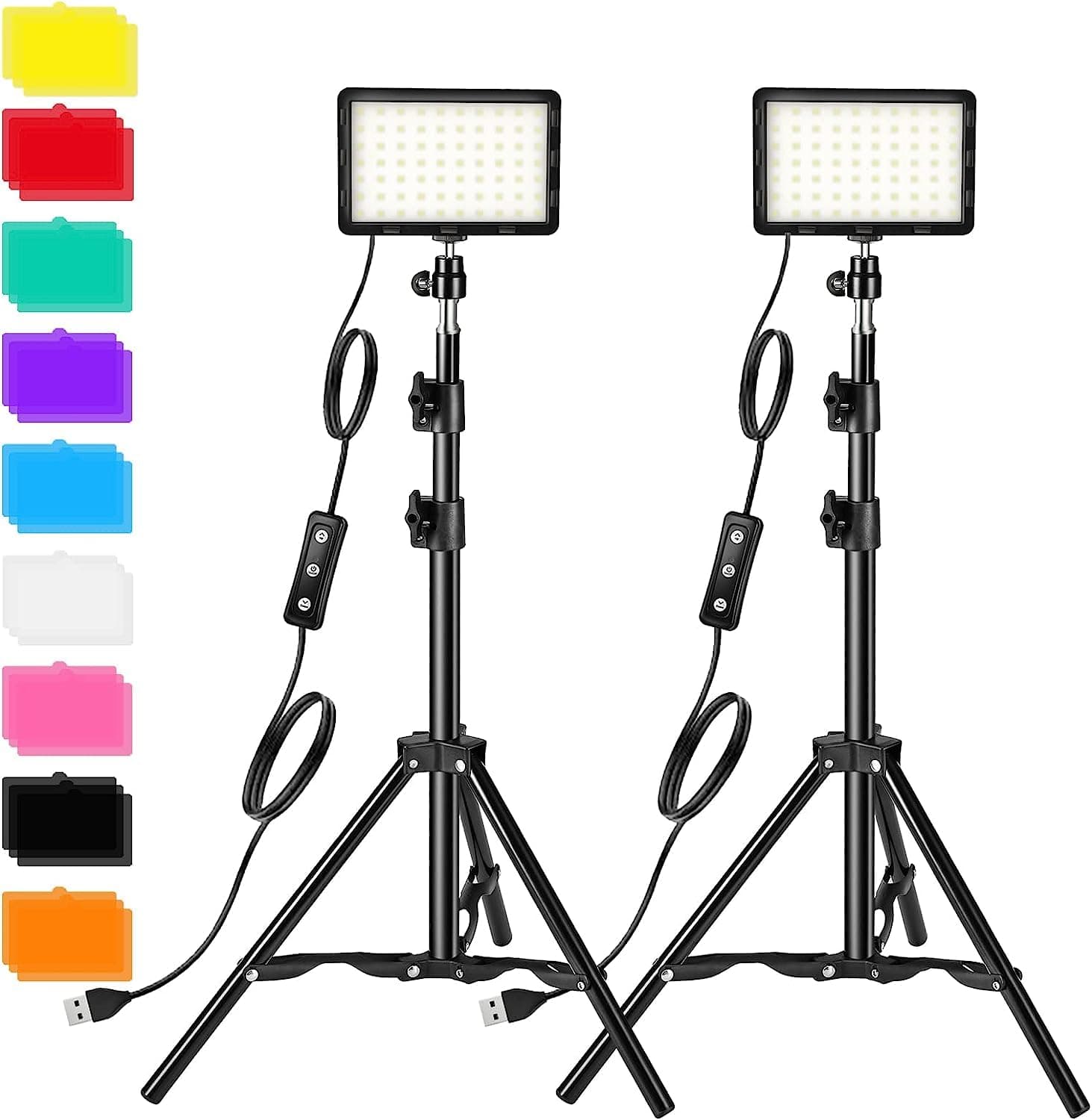 Photography Video Lighting Kit, LED Studio Light W/70 Beads & Color Filter For Photo Desktop Conference Youtube Shooting Game Streaming Portrait