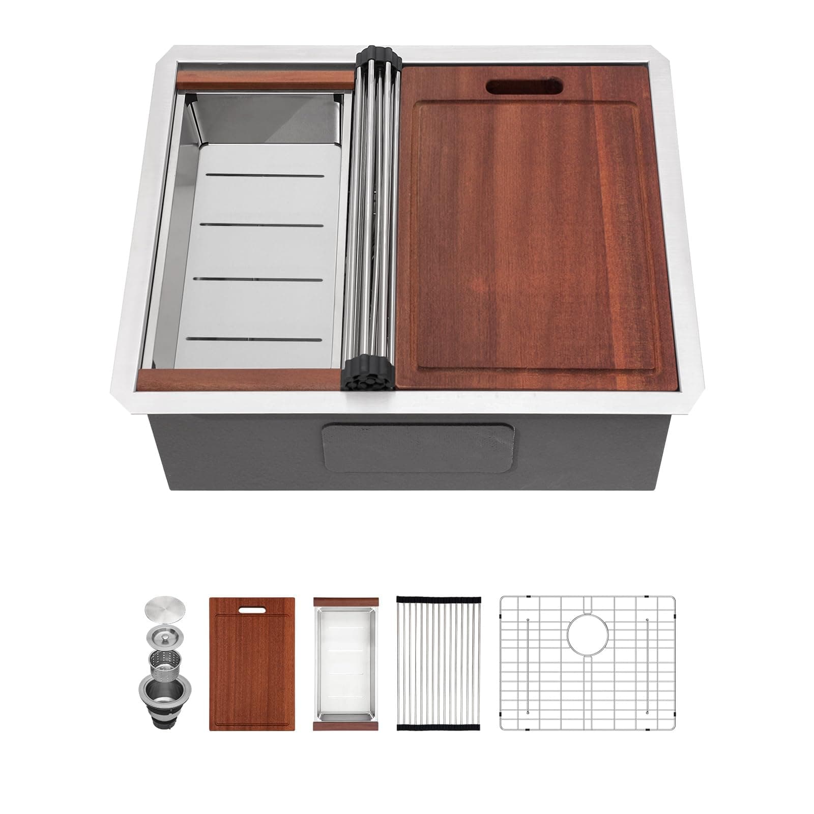 Sarlai 23 Undermount Bar Sink - 23 x 19 Inch Kitchen Sink Ledge Workstation 16 Gauge Stainless Steel Single Bowl RV Bar Prep Basin Kitchen Outdoor Sinks