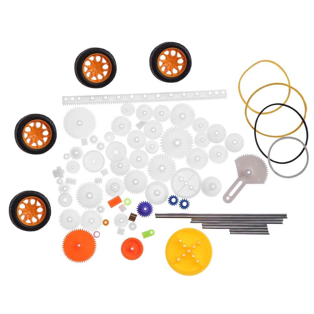 Akozon Plastic Gears Pulley Belt Worm Rack Kits Gear Set Shaft Belt DIY Set Accessories 78pcs