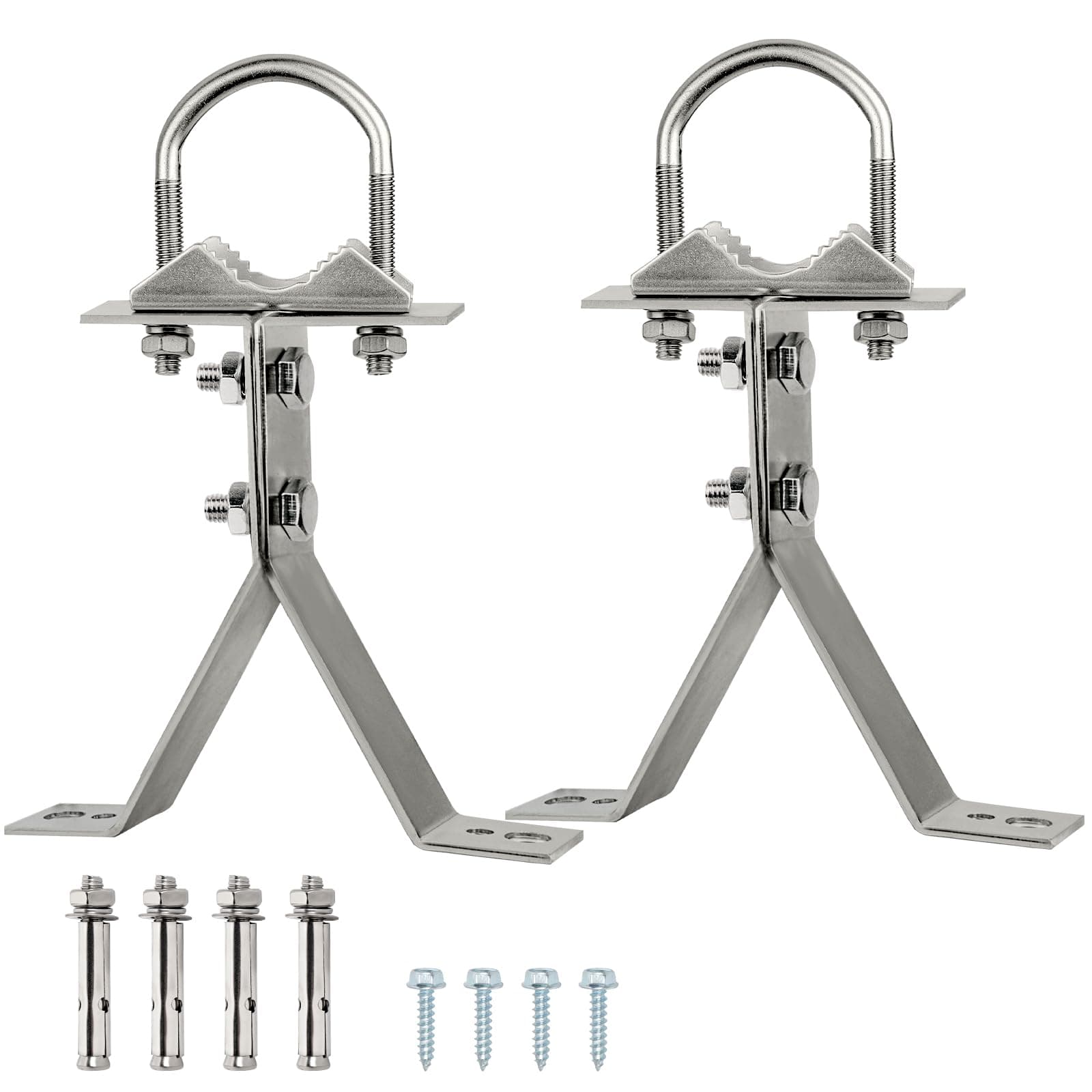 XRDS-RF Antenna Wall Mount 6 Inch Heavy-Duty Stand Off Wall Mast Mount Windproof Mounting Bracket for TV Mast (2-Leg + 2-Leg)