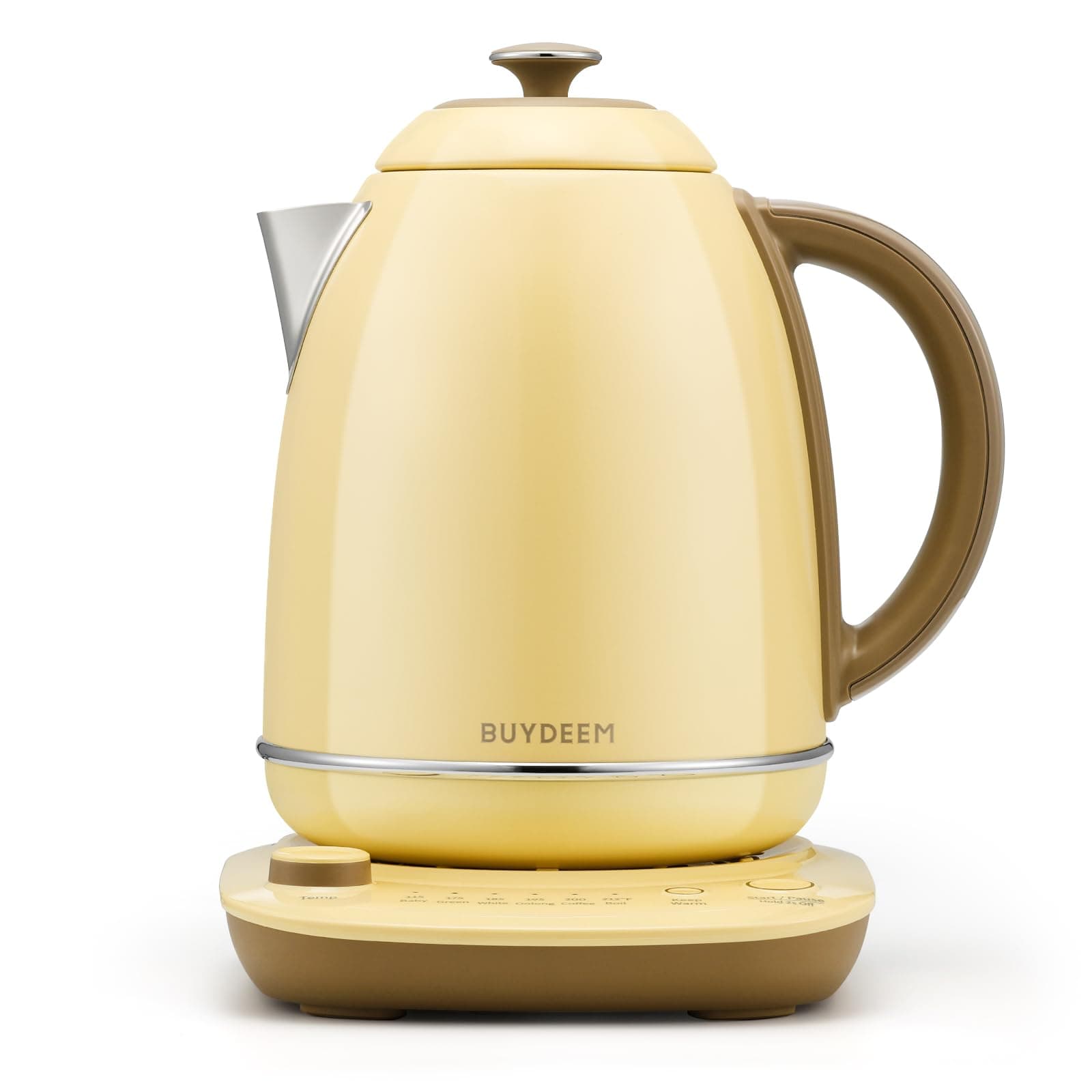 BUYDEEMK740 Electric Kettle with Temperature Control, 12H Keep Warm, Quick Boil, Stainless Steel Hot Water Boiler for Tea Coffee Milk, 1.7L, Mellow Yellow