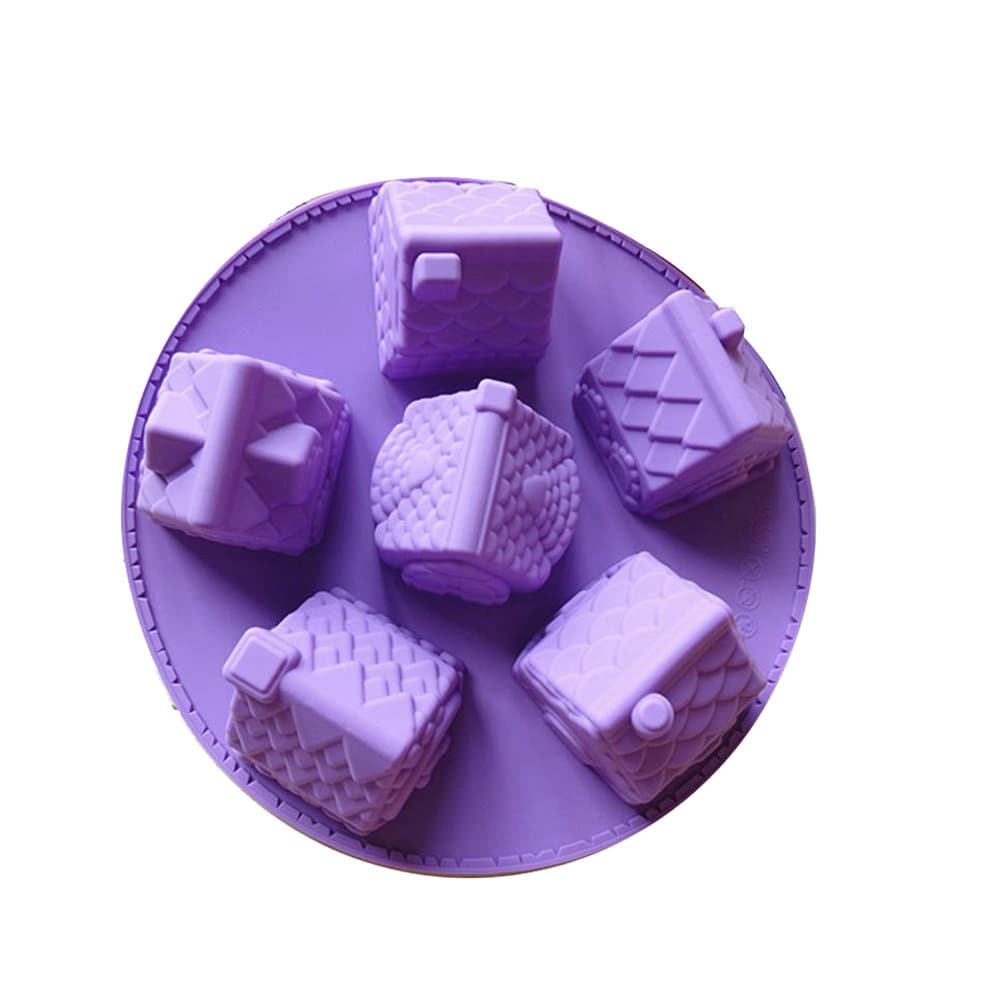 Silicone Cake Mold Muffin Bread Baking Pan Round Village House Shape Bakeware Tool Silicone Molds Baby DIY for Handmade Soap,Cake, Chocolate, Jelly Candy, Pudding, Dessert