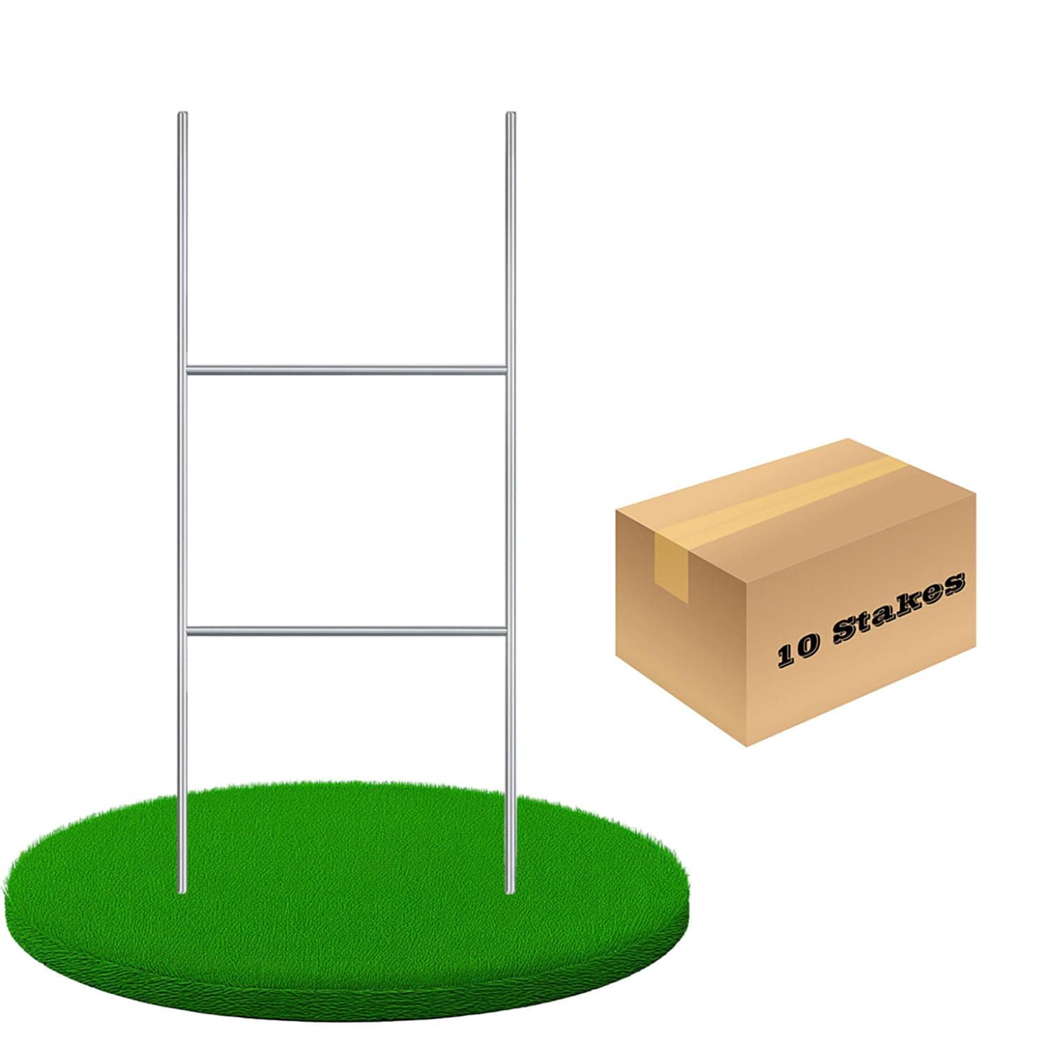 10 Pack H Frame Wire Stakes 16"x7", Metal Yard Sign Stakes for 4mm,5mm and 6mm Corrugated Plastic Yard Signs