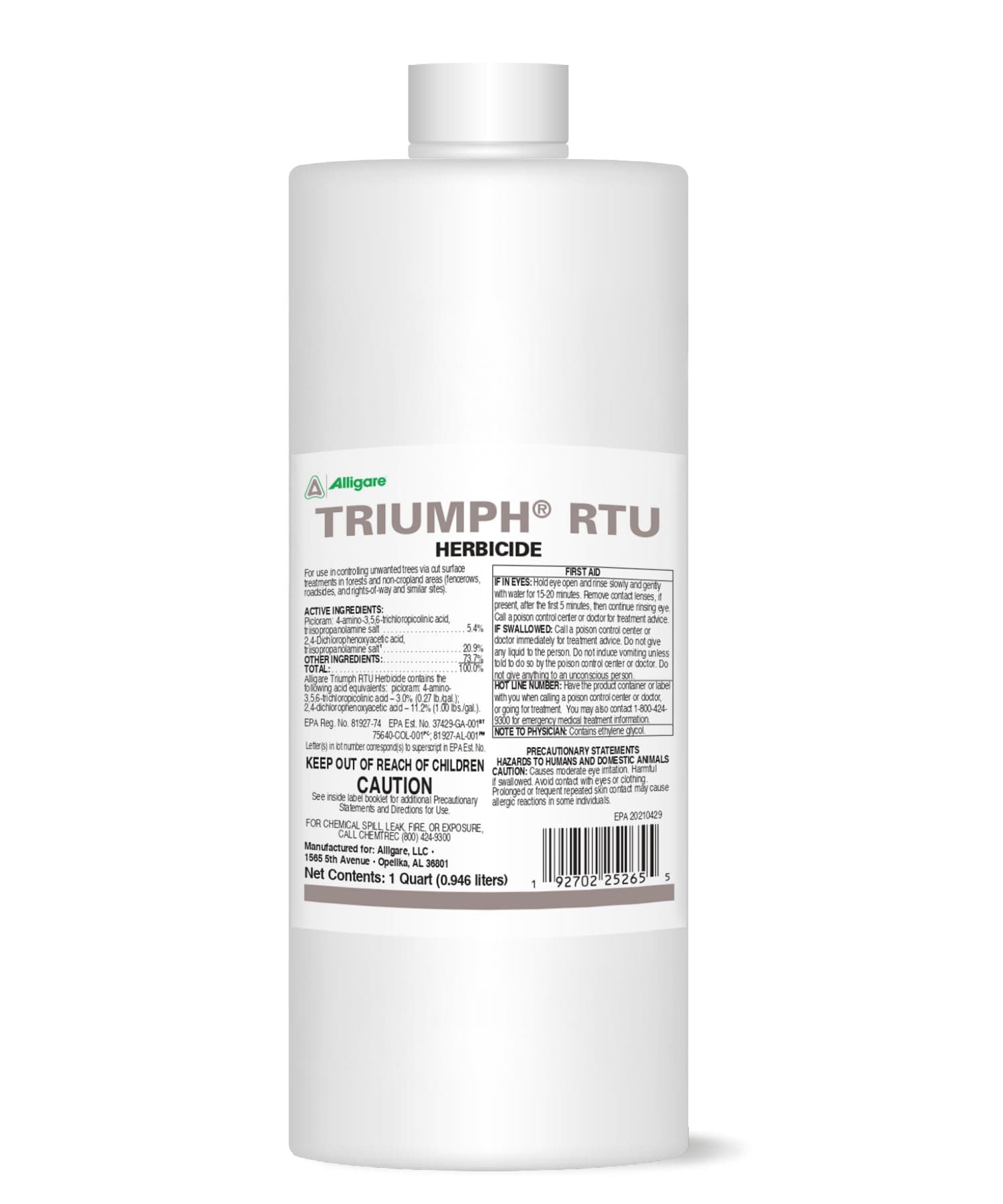 ALLIGARE Triumph RTU Herbicide Weed Killer - Ready-to-Use Tree Stump Killer with Blue Dye, Controls Woody Plants & Prevents Re-Sprouts, Ideal for Cut Stump Treatments - Compare to Tordon RTU - 1 Quart