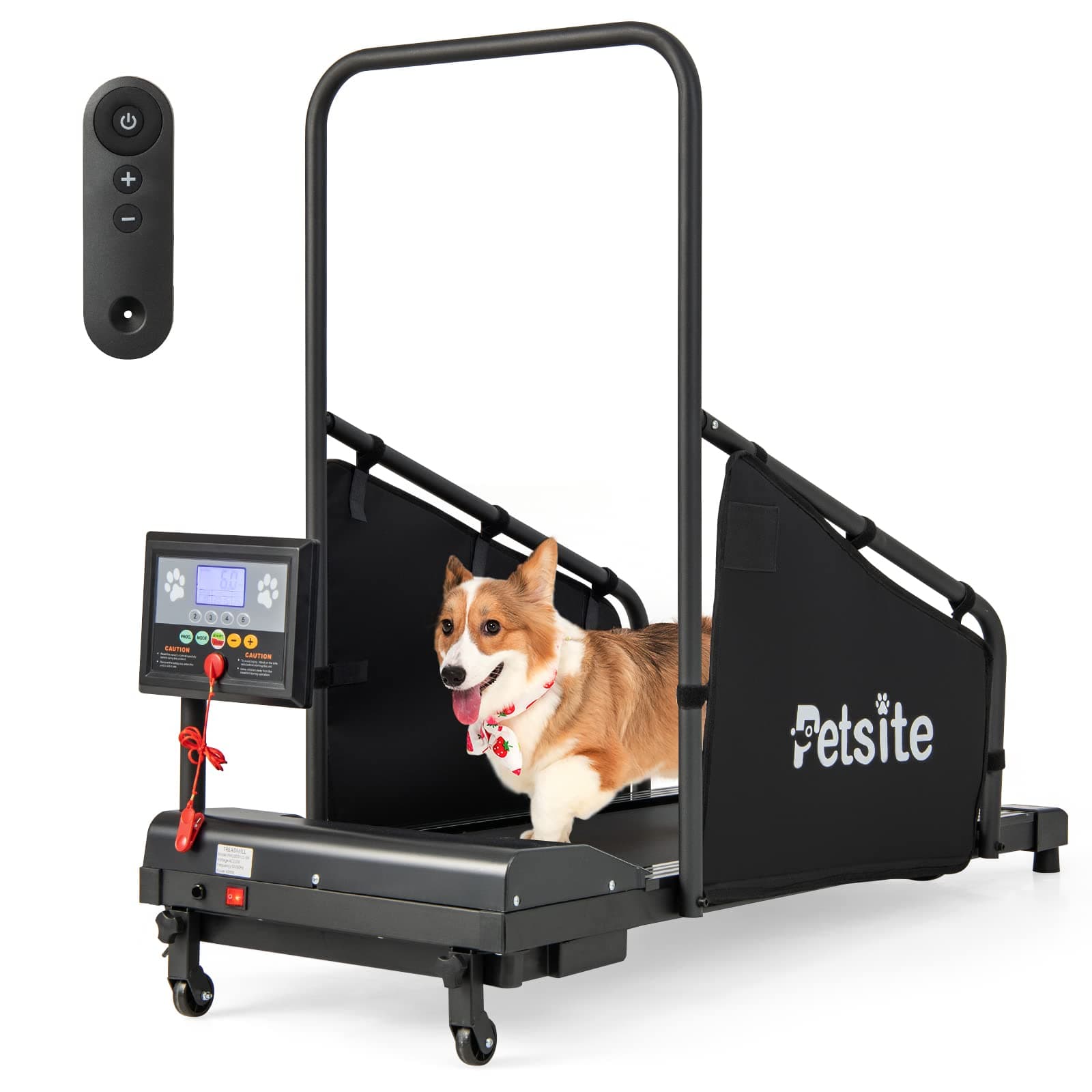 PETSITE Dog Treadmill, Pet Dog Running Machine for Small & Medium-Sized Dogs, Pet Fitness Treadmill with LCD Display Screen, 220 LBS