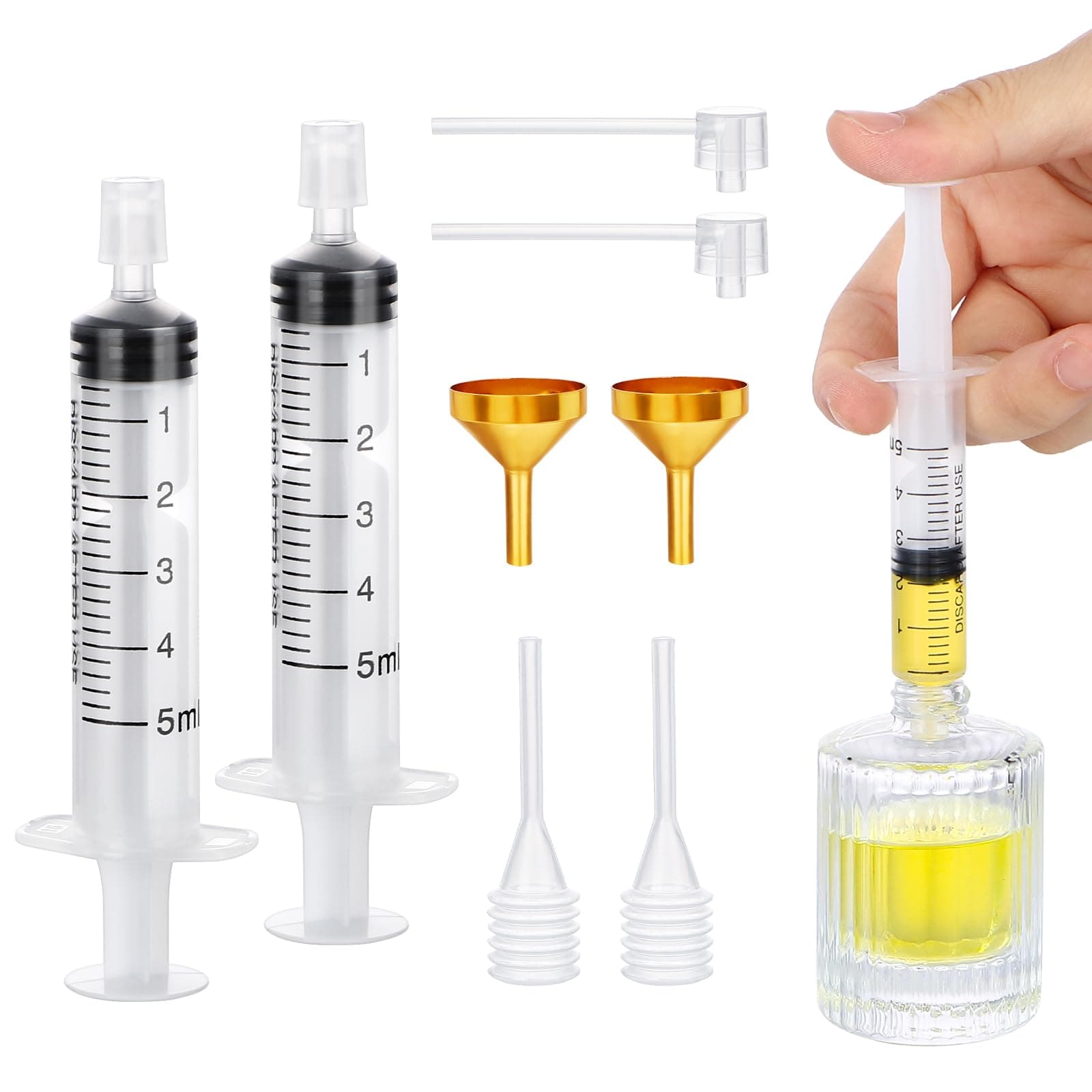 Segbeauty 0.17oz Perfume Refill Pump Tools, 8pcs Perfume Dispenser Transfer Tools Kit, Include 2 Funnel for Refill, 2 Clear Pump and Dropper, 5ml Plastic Perfume Extractor Refill Tool for Cologne
