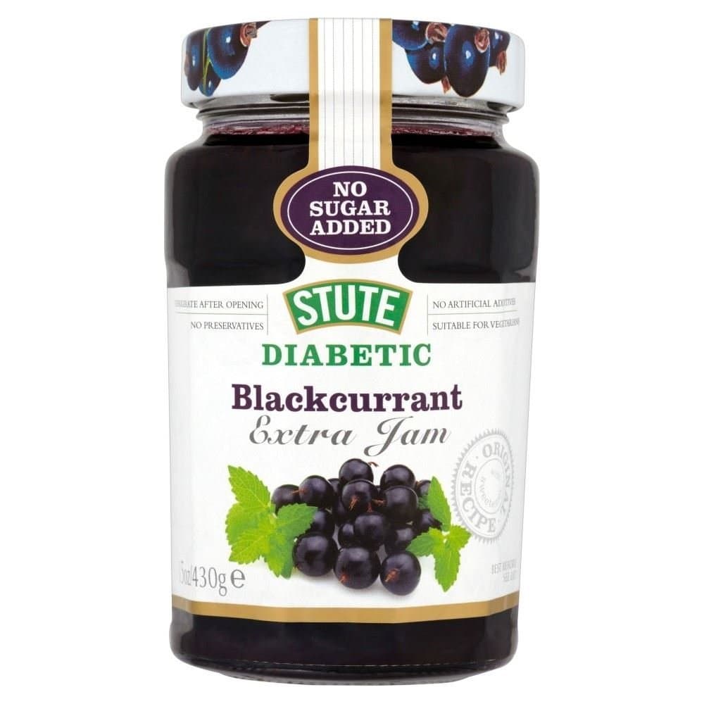 Stute No Sugar Added Diabetic Blackcurrant Extra Jam, 15.17 oz ℮ 430 g مربى الكشمش الأسود الخالي من السكر لمرضى السكر