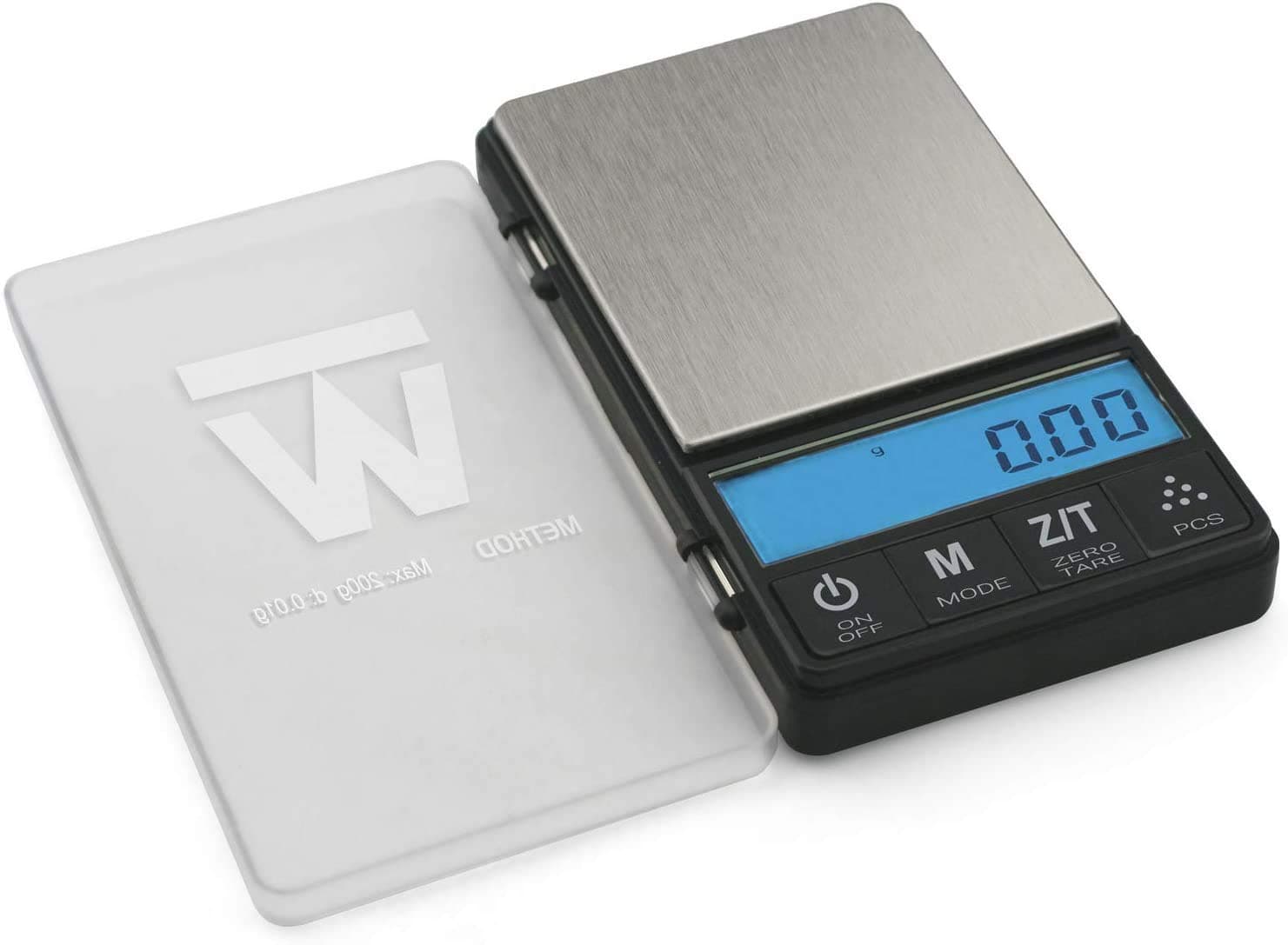 Truweigh METHOD Digital Mini Scale - 200g x 0.01g - Black - Long Lasting Portable Grams Scale for Kitchen Scale - Food Scale and Postal Scale Use