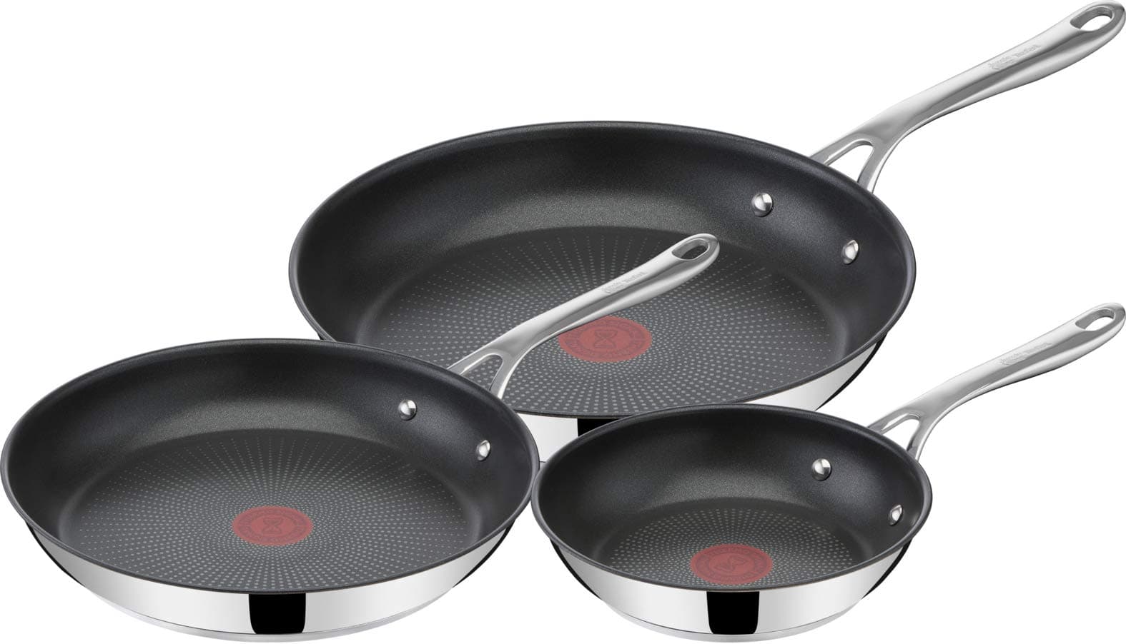E304S344 Jamie Oliver Set x 3 Frying Pan, 20-24-28 cm, Stainless Steel