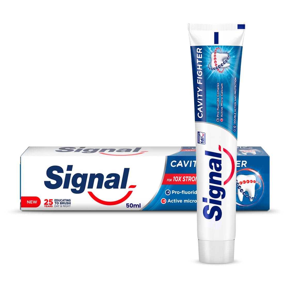 Signal Fluoride Toothpaste, Cavity Fighter, for 10x stronger teeth, 50ml