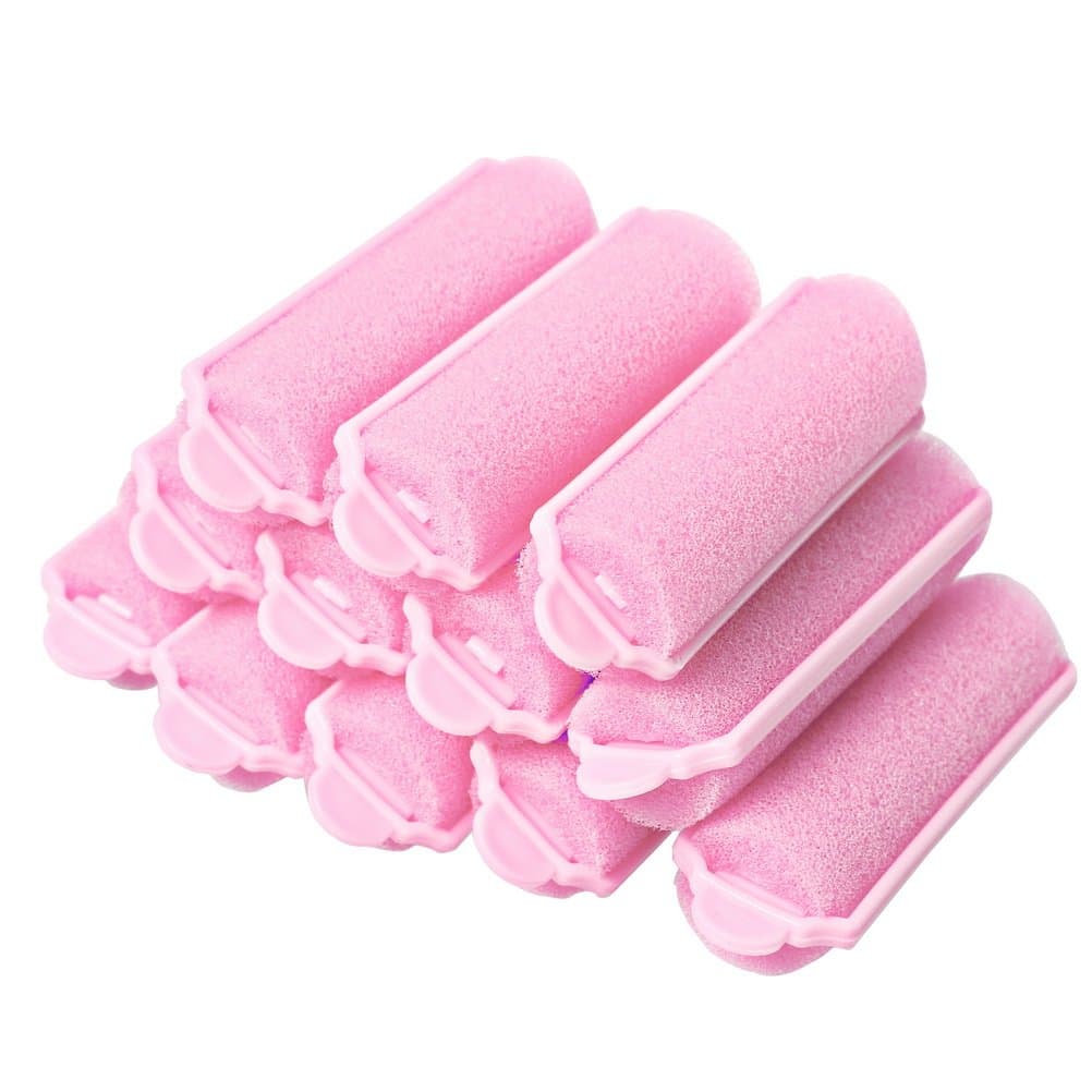 SUMAJU Soft Sponge Hair Rollers, 12pcs Pink DIY Curling Tool
