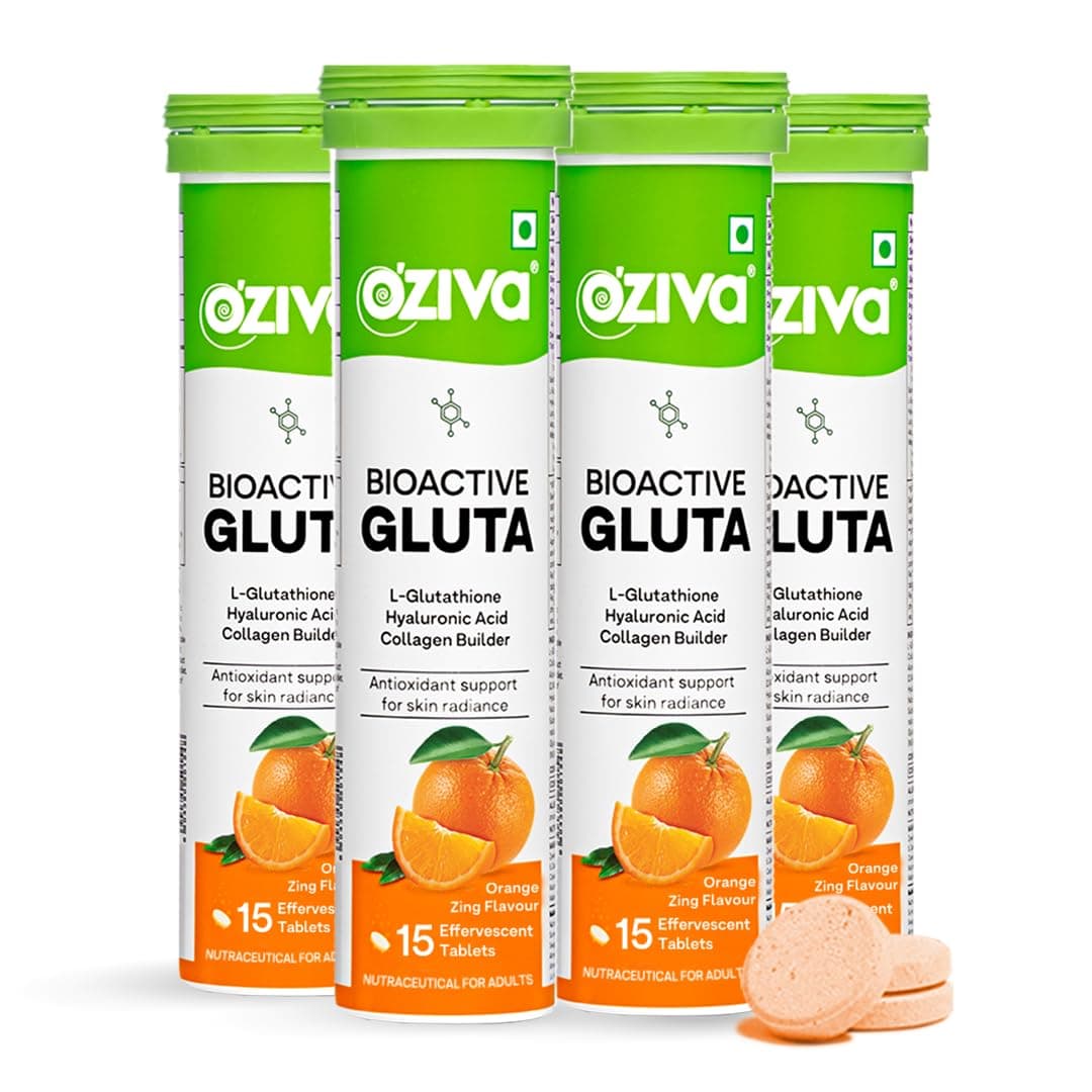 Bioactive Glutathione Tablets for Radiant Skin - 60 Effervescent Tablets (Pack of 4) | L-Glutathione, Lycopene, Vitamin C for Skin Glow & Anti-Pigmentation|Orange
