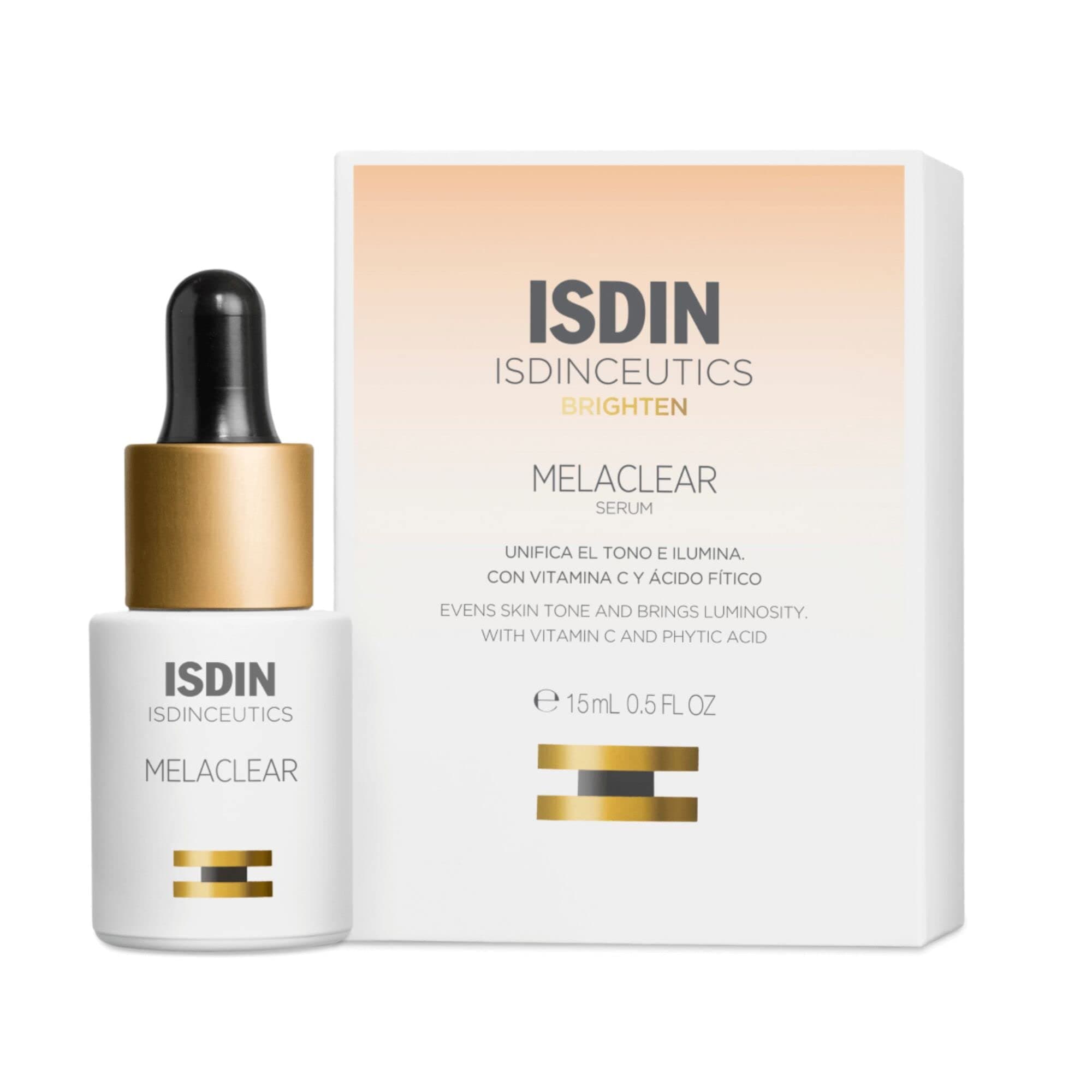 Isdinceutics Melaclear Dark Spot Correcting Serum for Face - Sun Spot Reducer that Contains Vitamin C and Antioxidants, to Even Skin Tone from Sun Exposure 0.5 FL OZ