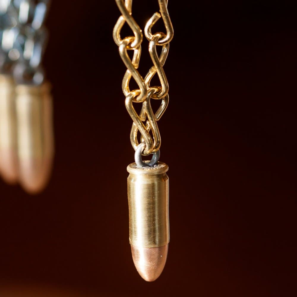 Fisch Industries 9mm Handmade Bullet Christmas Ornament by Chocolate Weapons (Brass Chain)