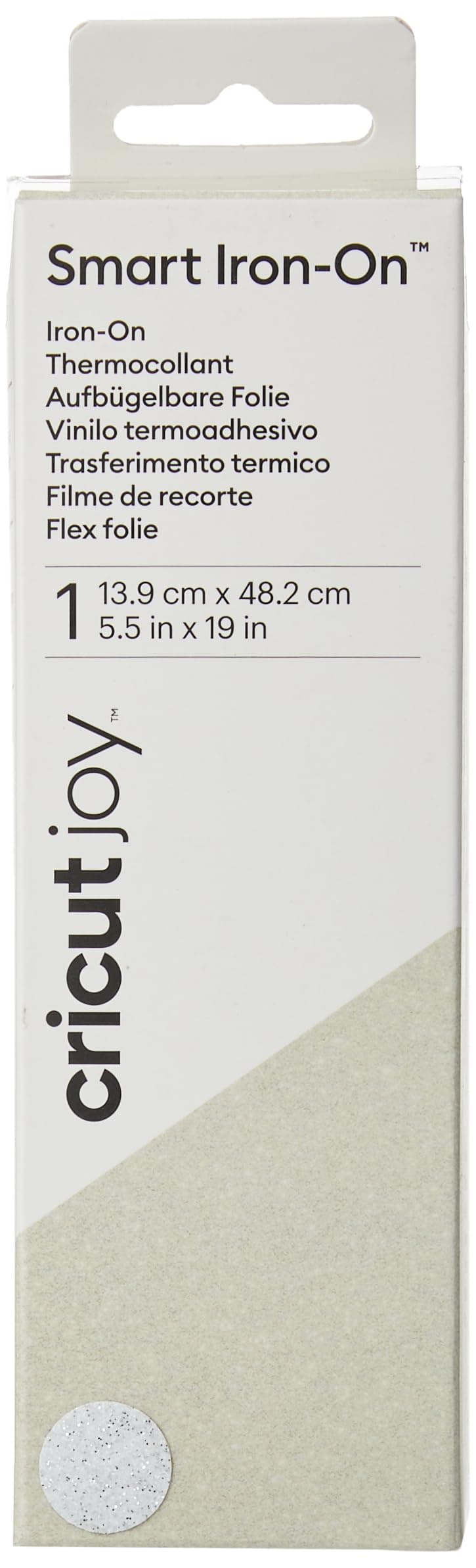 Cricut Joy Smart Glitter Iron On | White | 48 cm (19 ft) | Heat Transfer Vinyl Roll (HTV) | for use with Cricut Joy