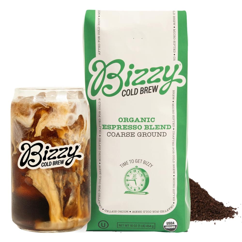 Bizzy Organic Cold Brew Coffee | Espresso Blend | Coarse Ground Coffee | 1LB