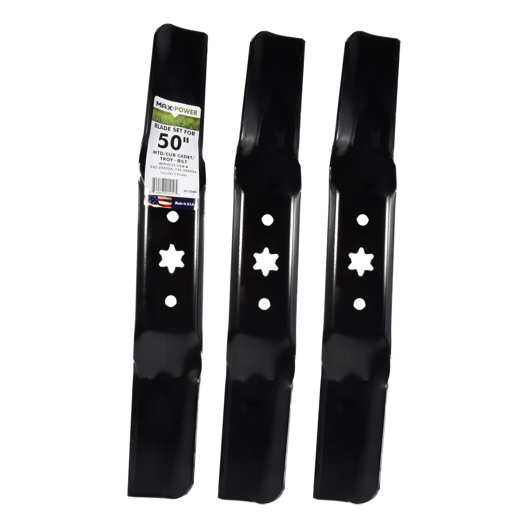 561558B 3 Blade Set for 50” Cut MTD, Cub Cadet, Troy-Bilt, Craftsman, Replaces OEM no. 942-05052A, 742-05052A, CMXGZAM110155