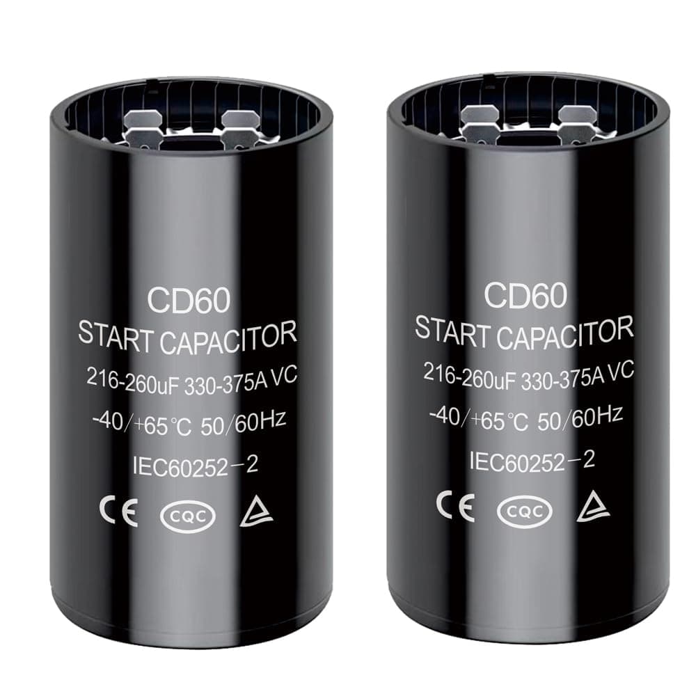 216-260 uf/MFD CD60 Round Start Capacitor ±20% 50/60 Hz 330-375 VAC Round Motor Well Pump Start Capacitor (216-260 uf/MFD, 2)