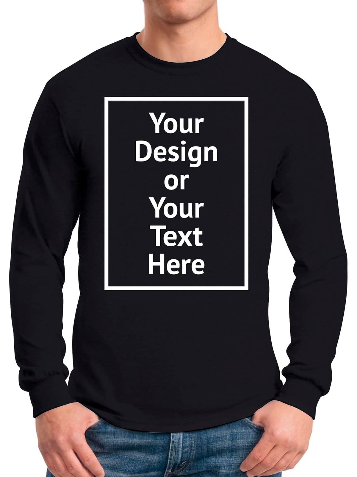 Personalized Tee Custom Long Sleeve Shirts for Men Design Your Own Image Text Photo Front/Back Print