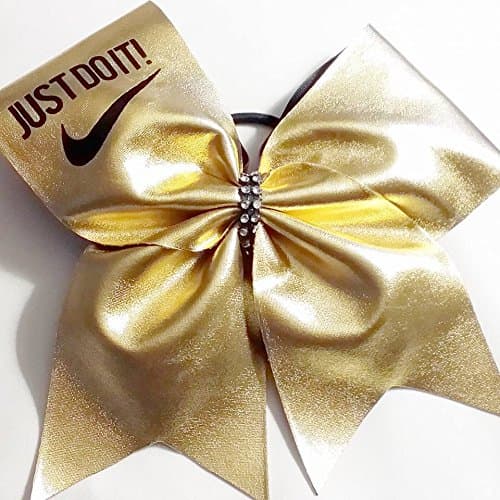 JERSEY BOWS JUST DO IT Gold Metallic Cheer Bow - Custom Team Orders by Request