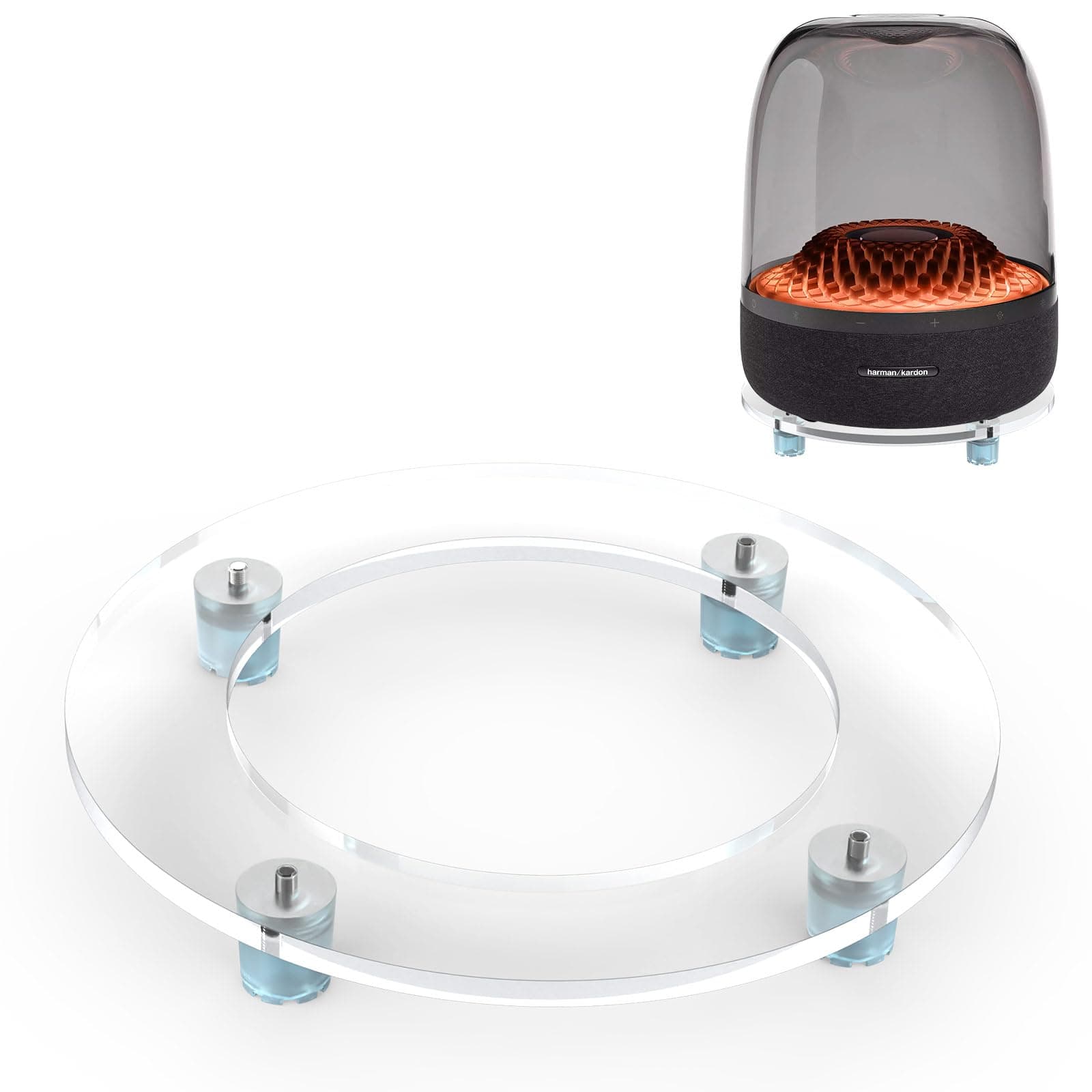 SUNMON Compatible with Harman Kardon Aura Studio 4 Desktop Speaker Stand - Acrylic Glass Table Desk Stand Shockproof, Sound Amplification, Speaker for Harman Kardon