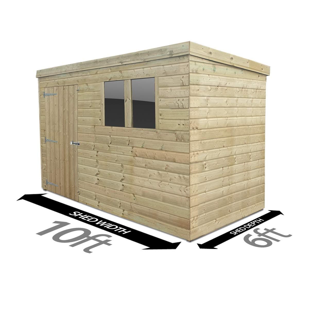 Total Sheds 10ft (3.0m) x 6ft (1.8m) Shed Pent Shed Garden Shed Timber Shed