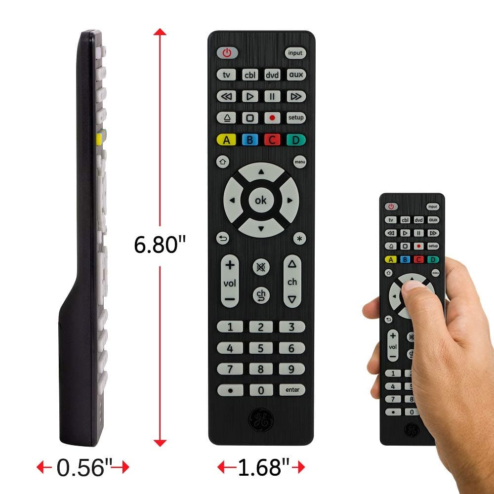 GE Universal Remote Control for Samsung, Vizio, LG, Brushed Black