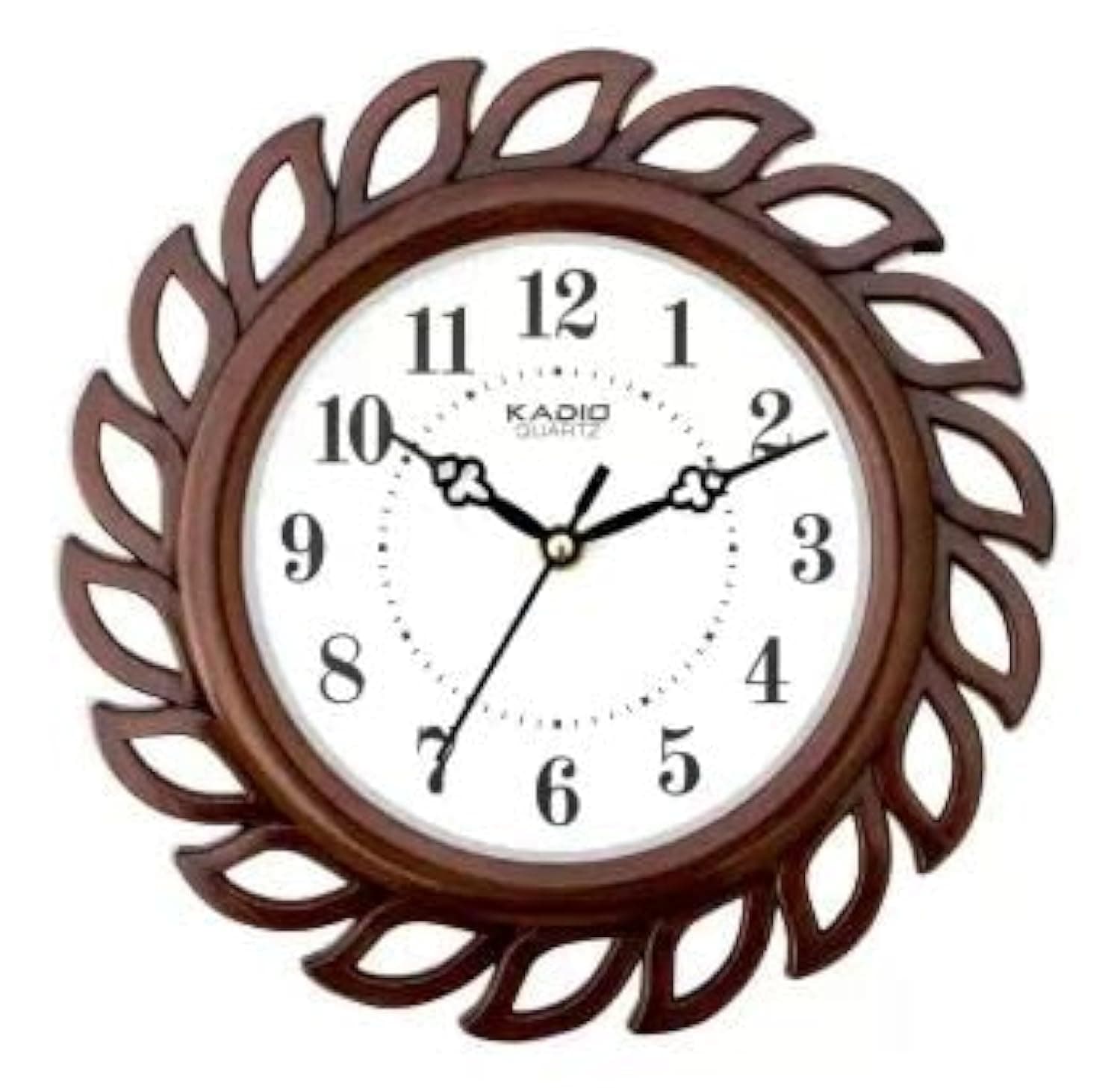 Kadio Analog 24.5 cm X 24.5 cm Wall Clock (Brown, with Glass, Standard)