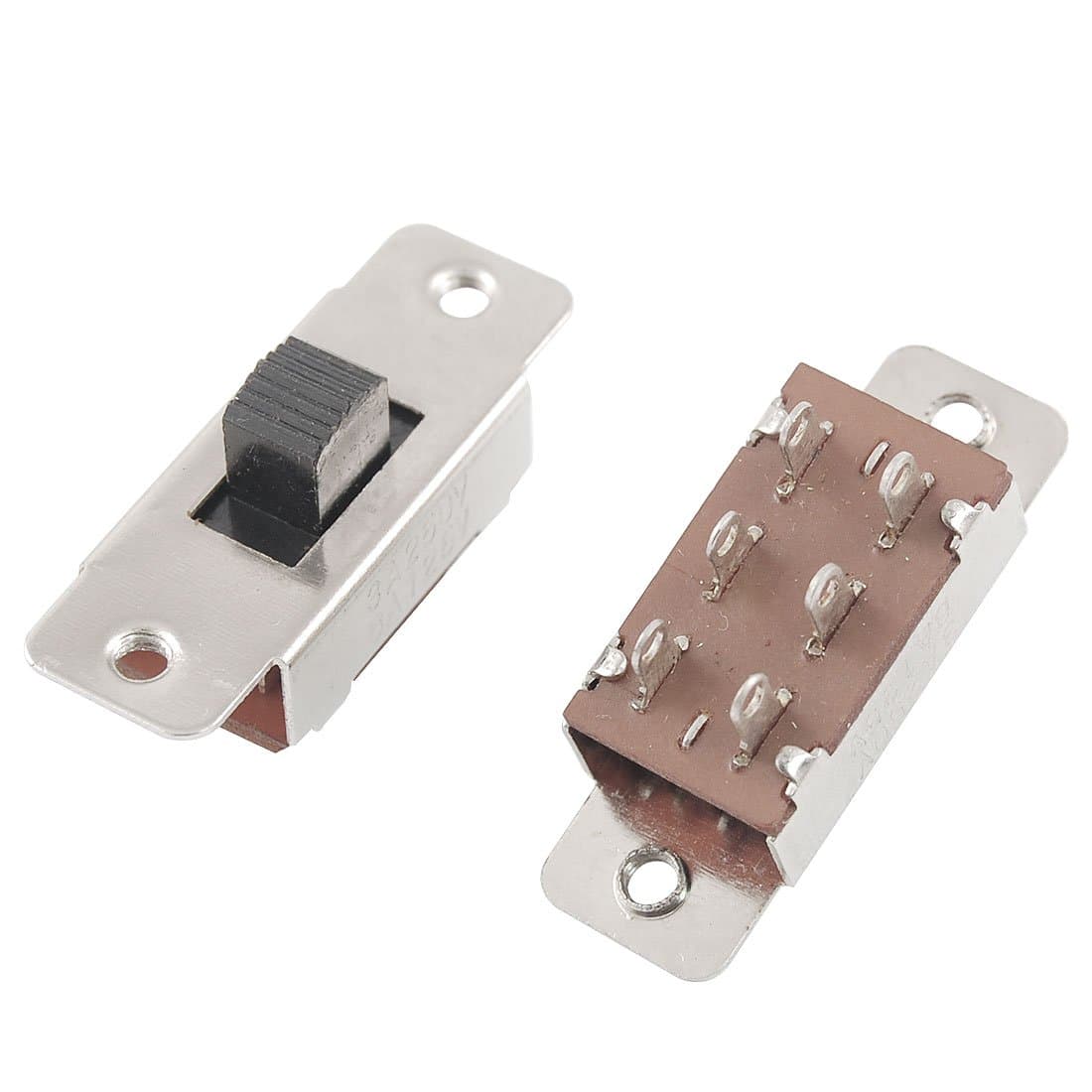 uxcell sourcingmap 5 Pcs On/Off/On 3 Position DPDT 2P3T PCB Panel Slide Switch 6A/125V 3A/250V AC