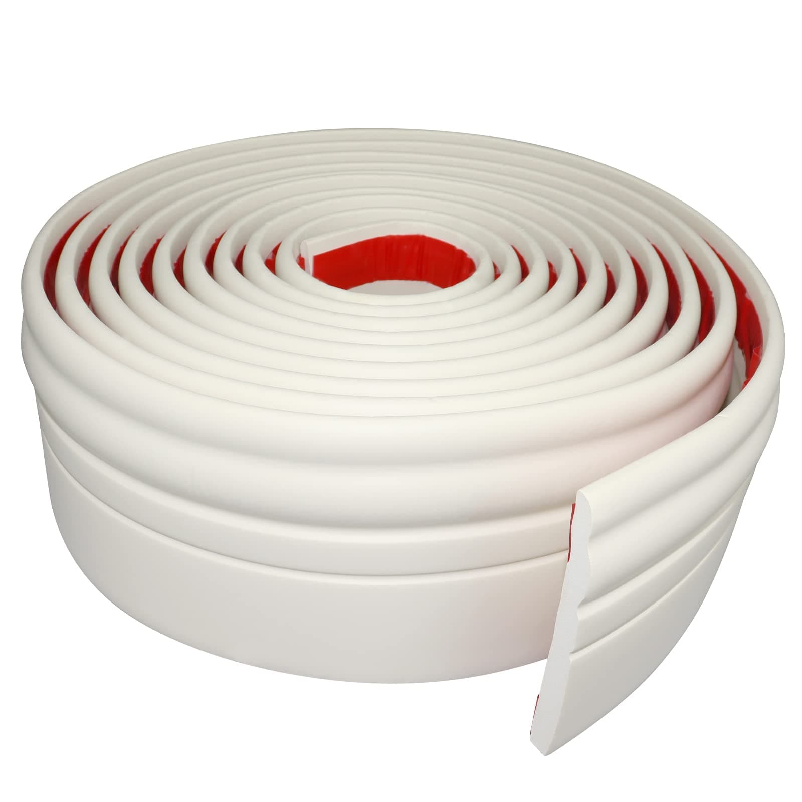 Wall Base Molding Trim Peel and Stick Rubber Baseboard Moulding 4” Wide Flexible Vinyl Wall Cove Base (4" Wide x 16.4' Long, Creamy White)