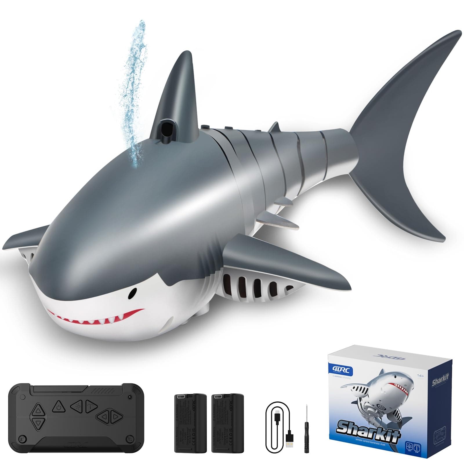 4DRC S6 Remote Control Diving Shark Toy, 2024 New Mini RC Shark Toys for Swimming Pool Fishbowl, RC Boat Toys Birthday Gifts for 6+ Year Old Kids Boys